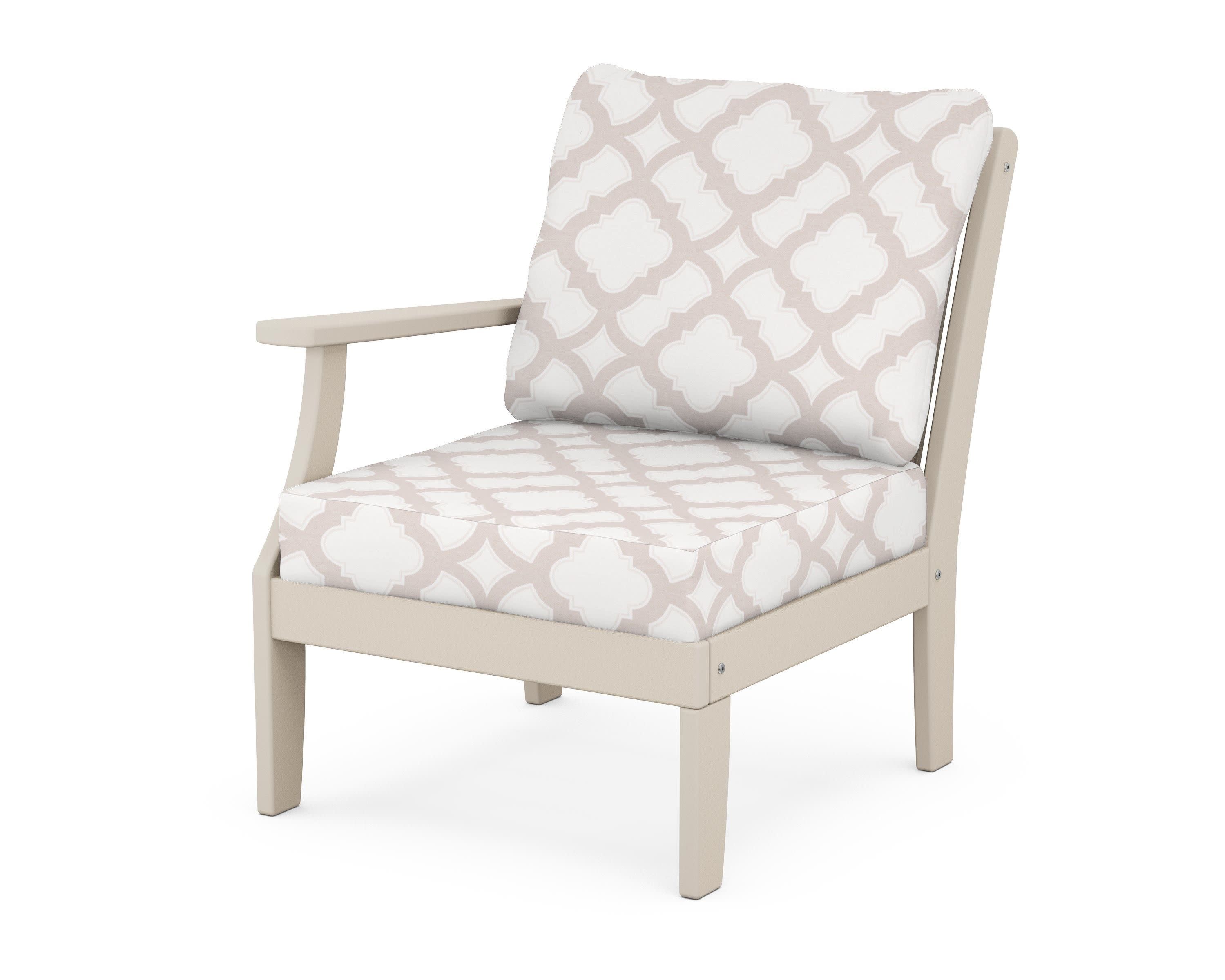 Braxton Modular Left Arm Chair in Sand / Trellis Dune Burlap