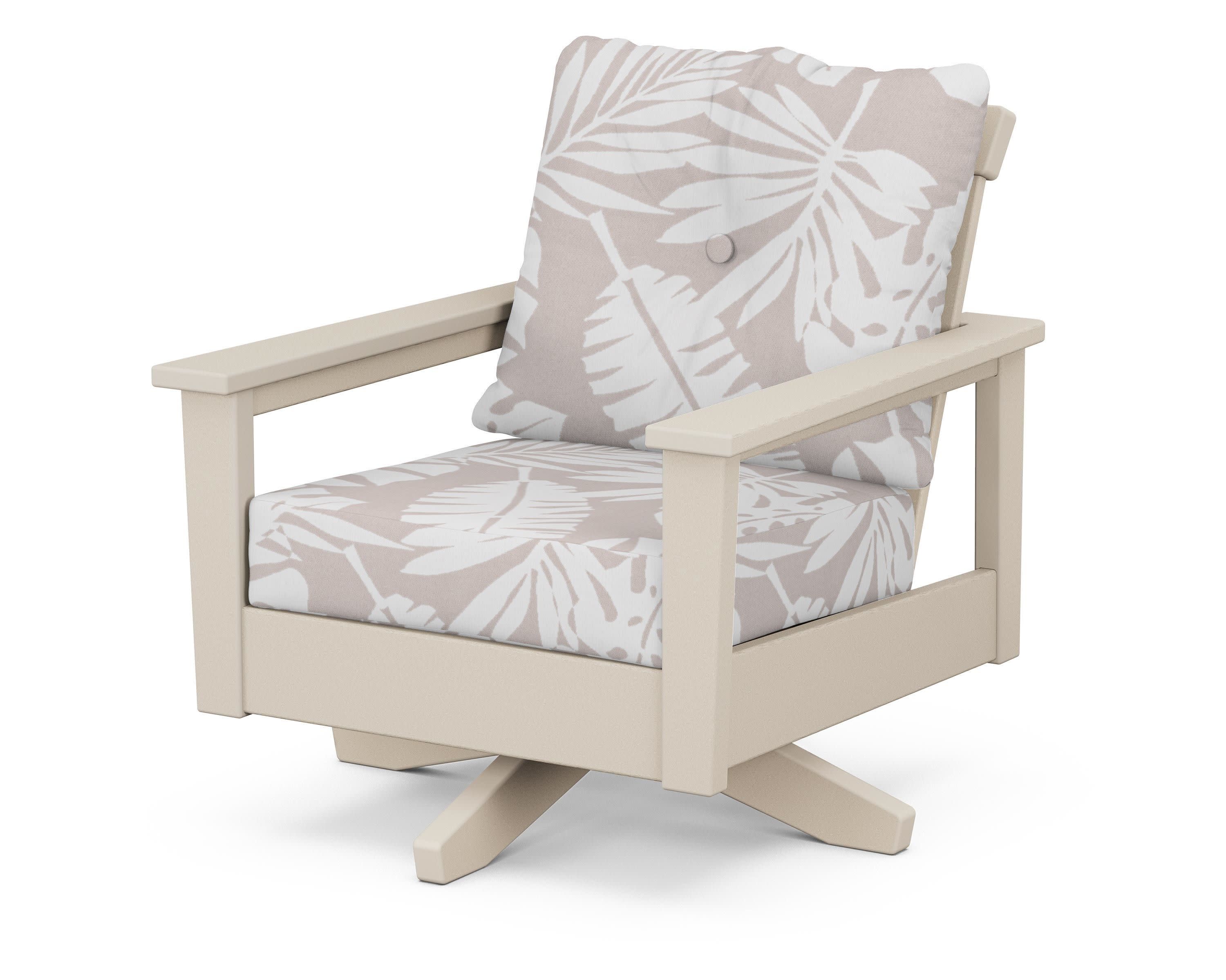Prescott Deep Seating Swivel Chair in Sand / Leaf Dune Burlap