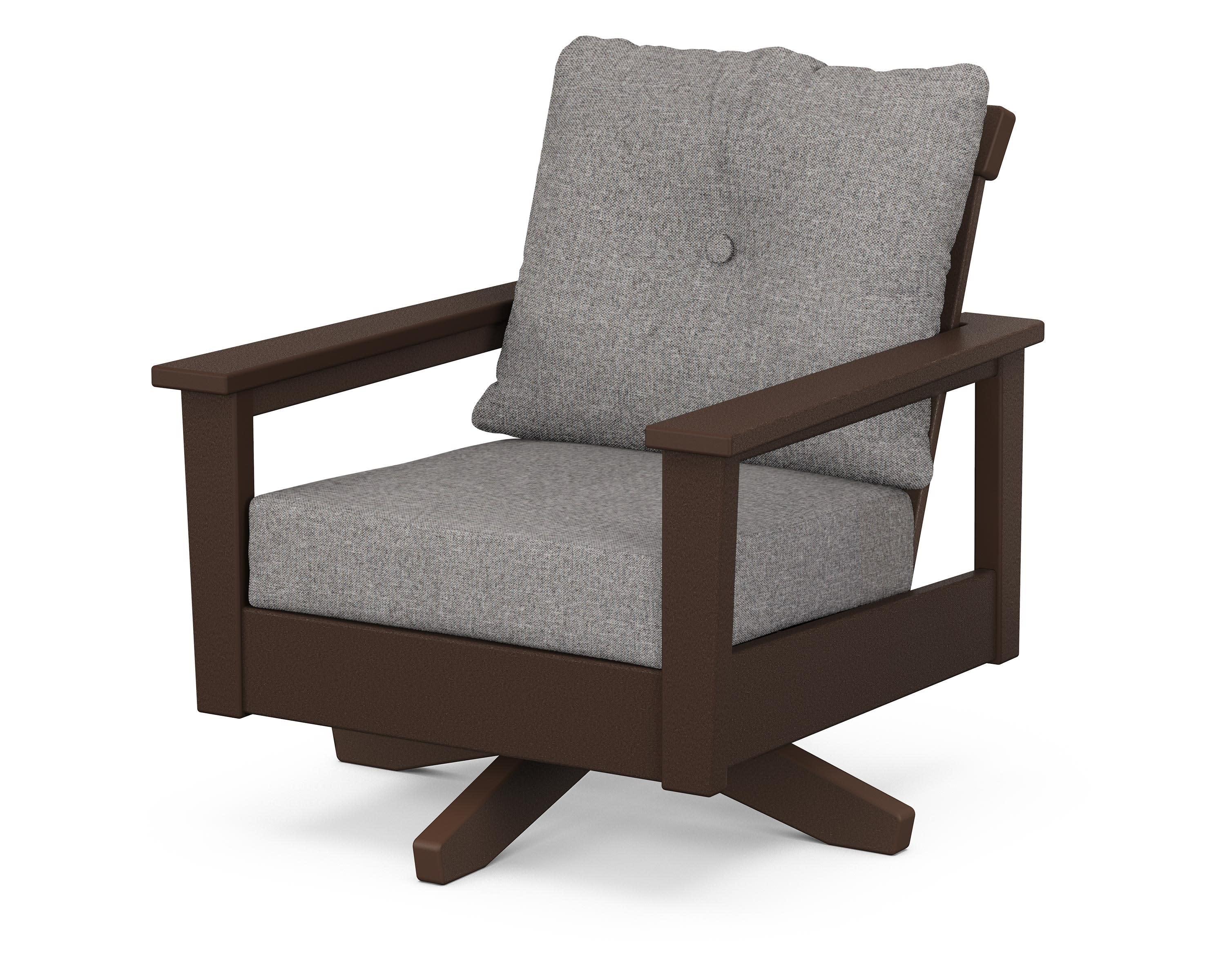 Prescott Deep Seating Swivel Chair in Mahogany / Grey Mist