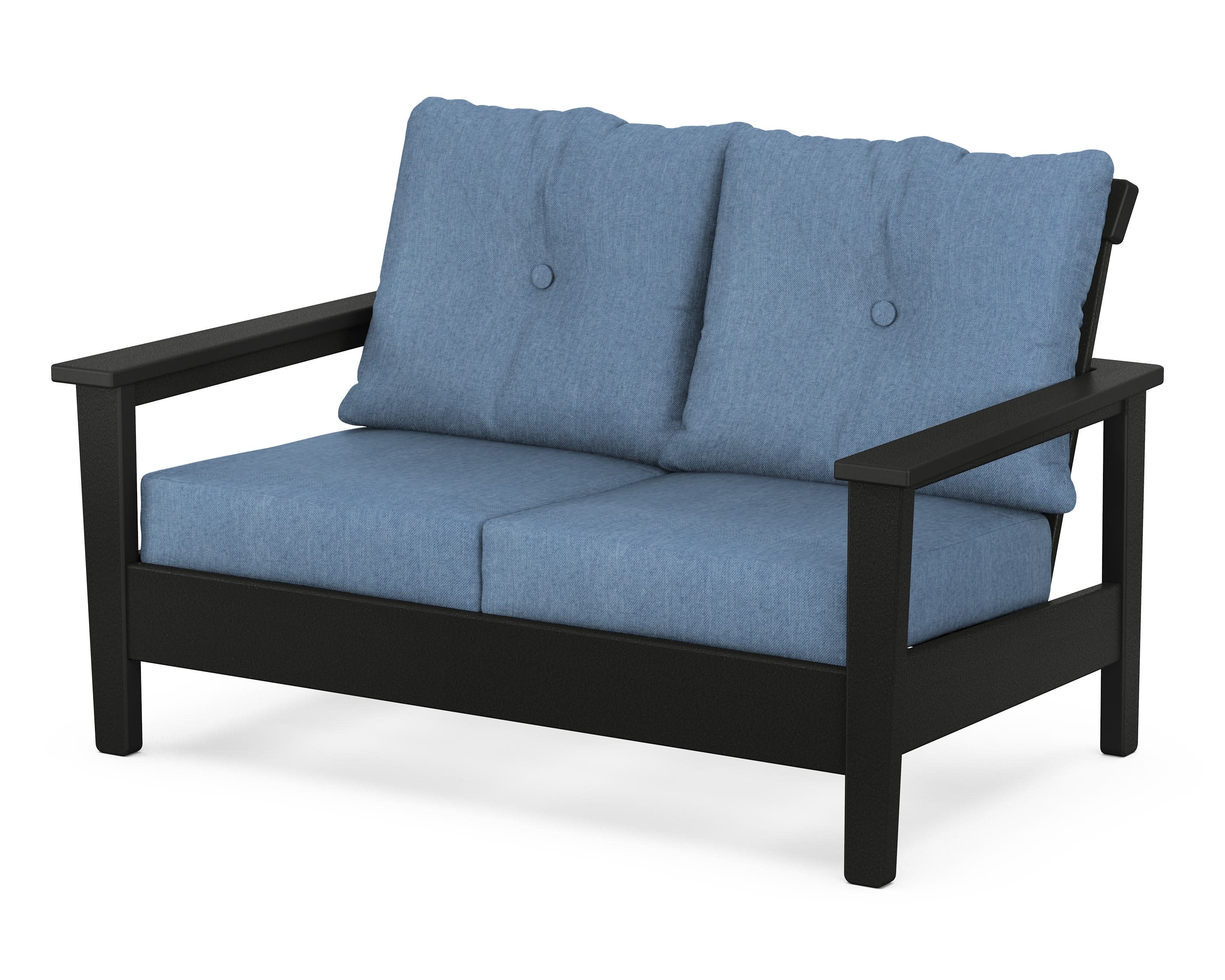 Prescott Deep Seating Loveseat in Black / Sky Blue