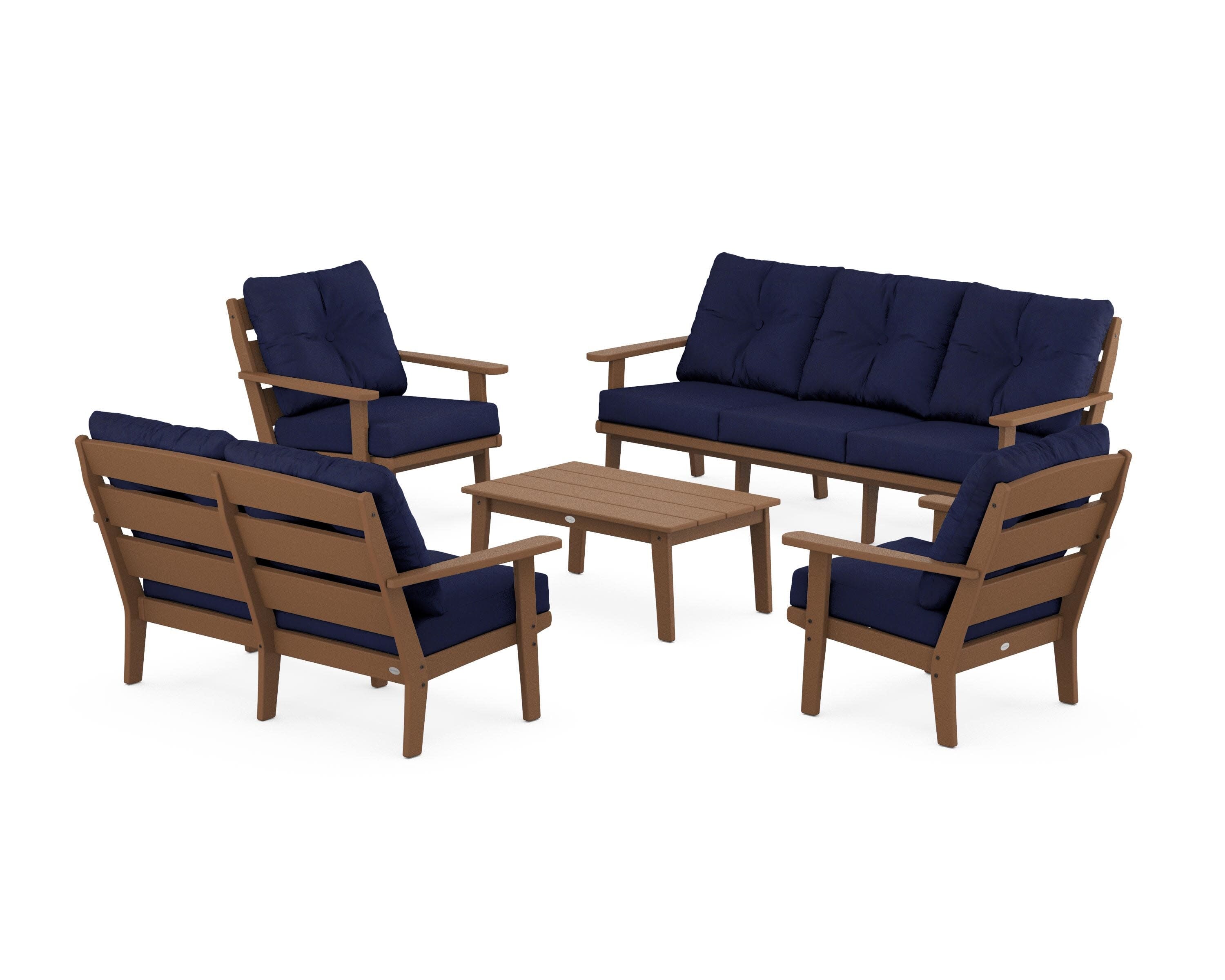 Lakeside 5-Piece Lounge Sofa Set in Teak / Navy