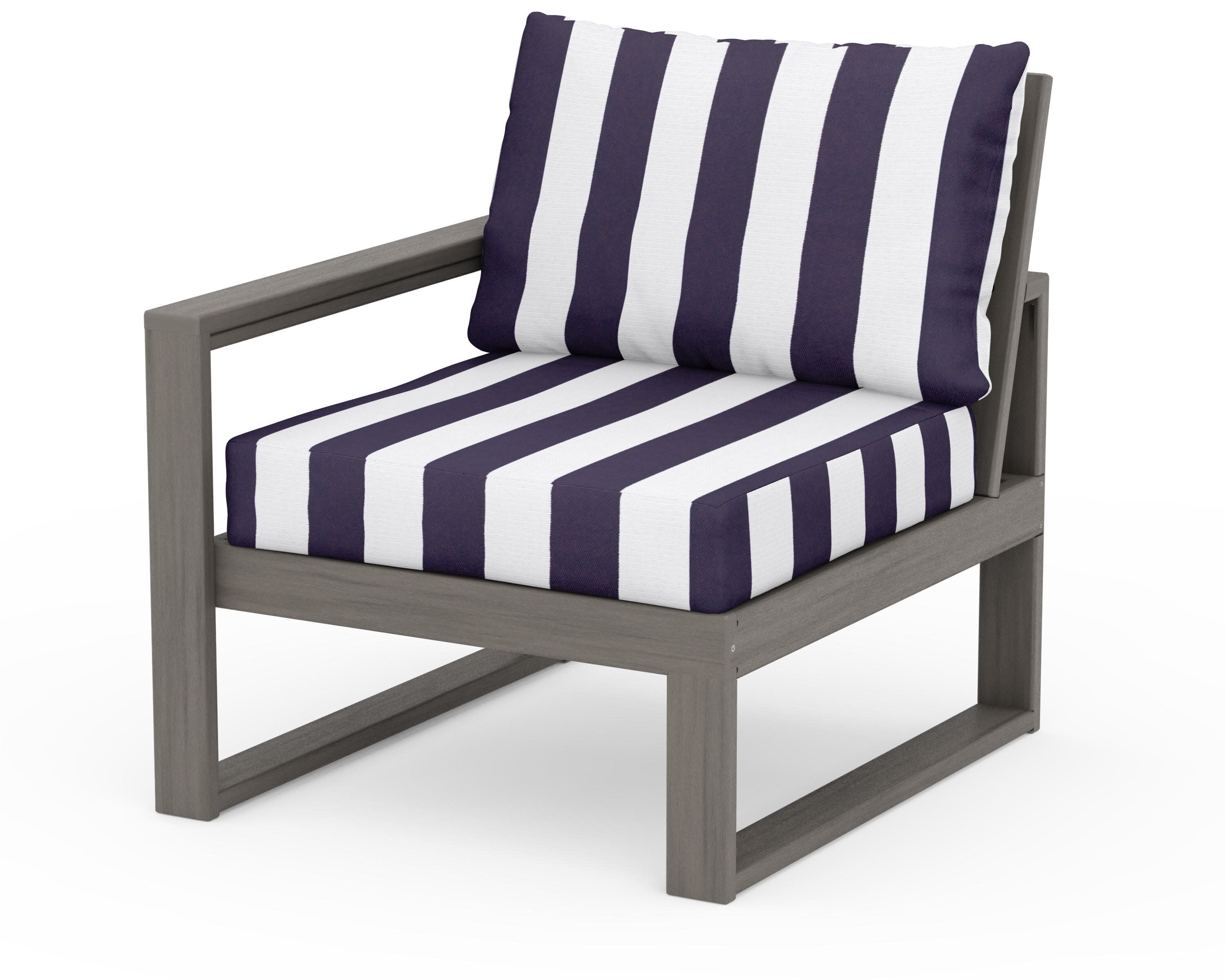 EDGE Modular Left Arm Chair in Driftwood / Cabana Stripe Navy