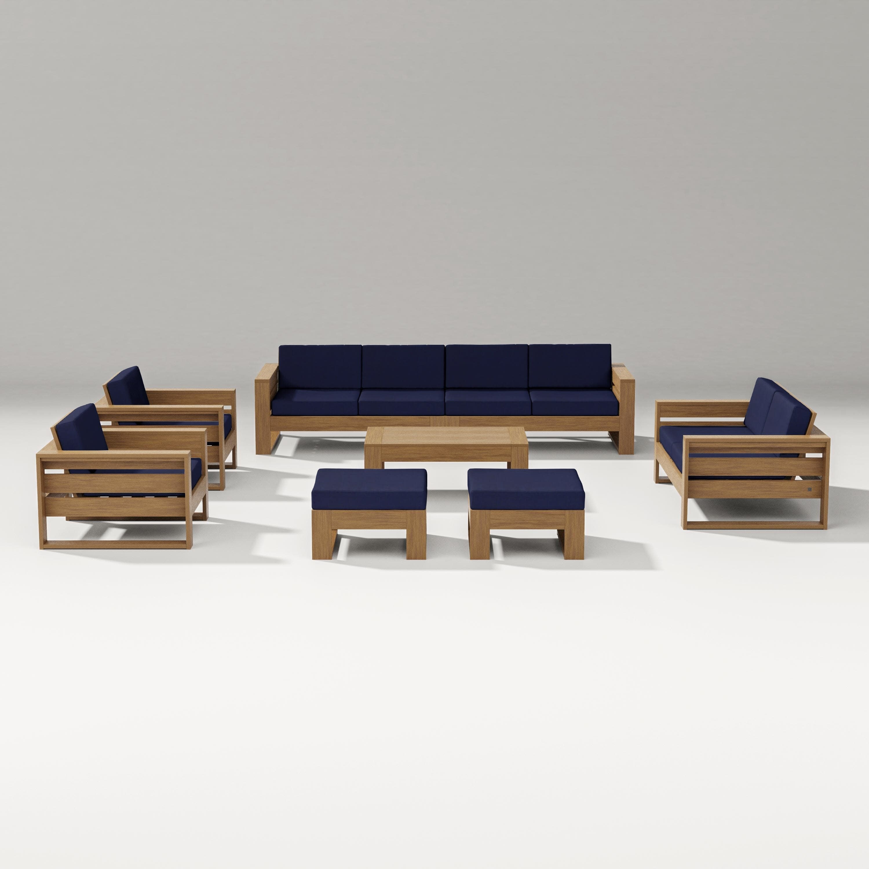 Latitude 8-Piece Lounge Sofa Set in Natural / Navy
