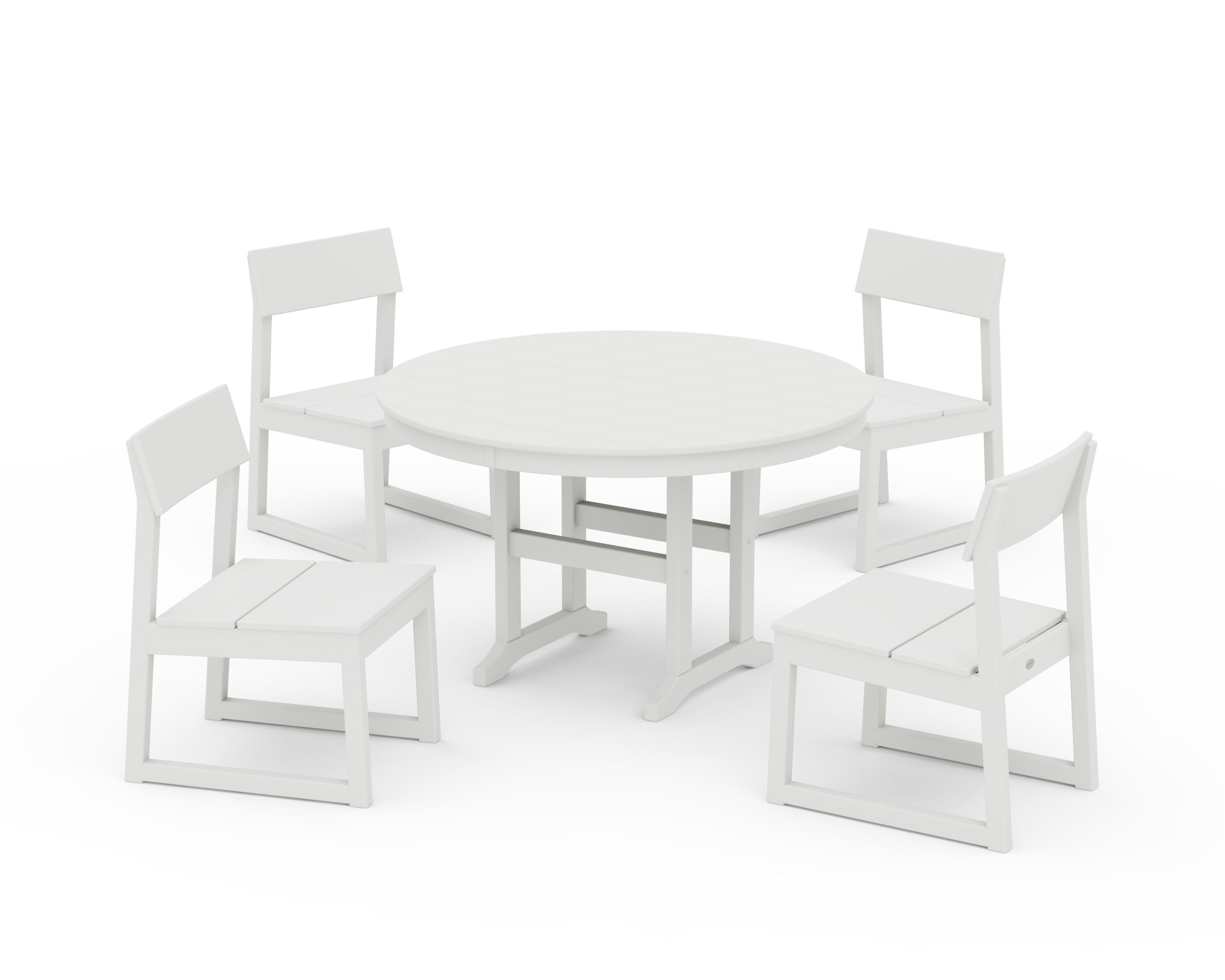EDGE Side Chair 5-Piece Round Farmhouse Dining Set in Vintage White