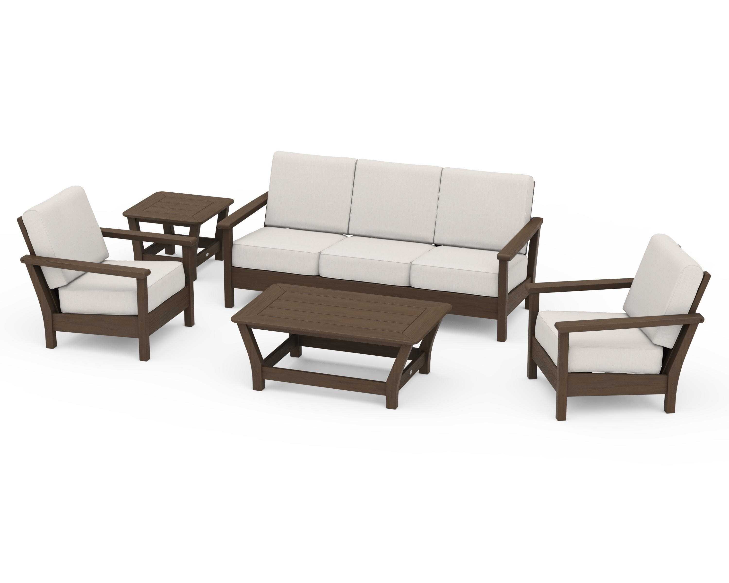 Harbour 5-Piece Deep Seating Set in Kona / Cast Ash