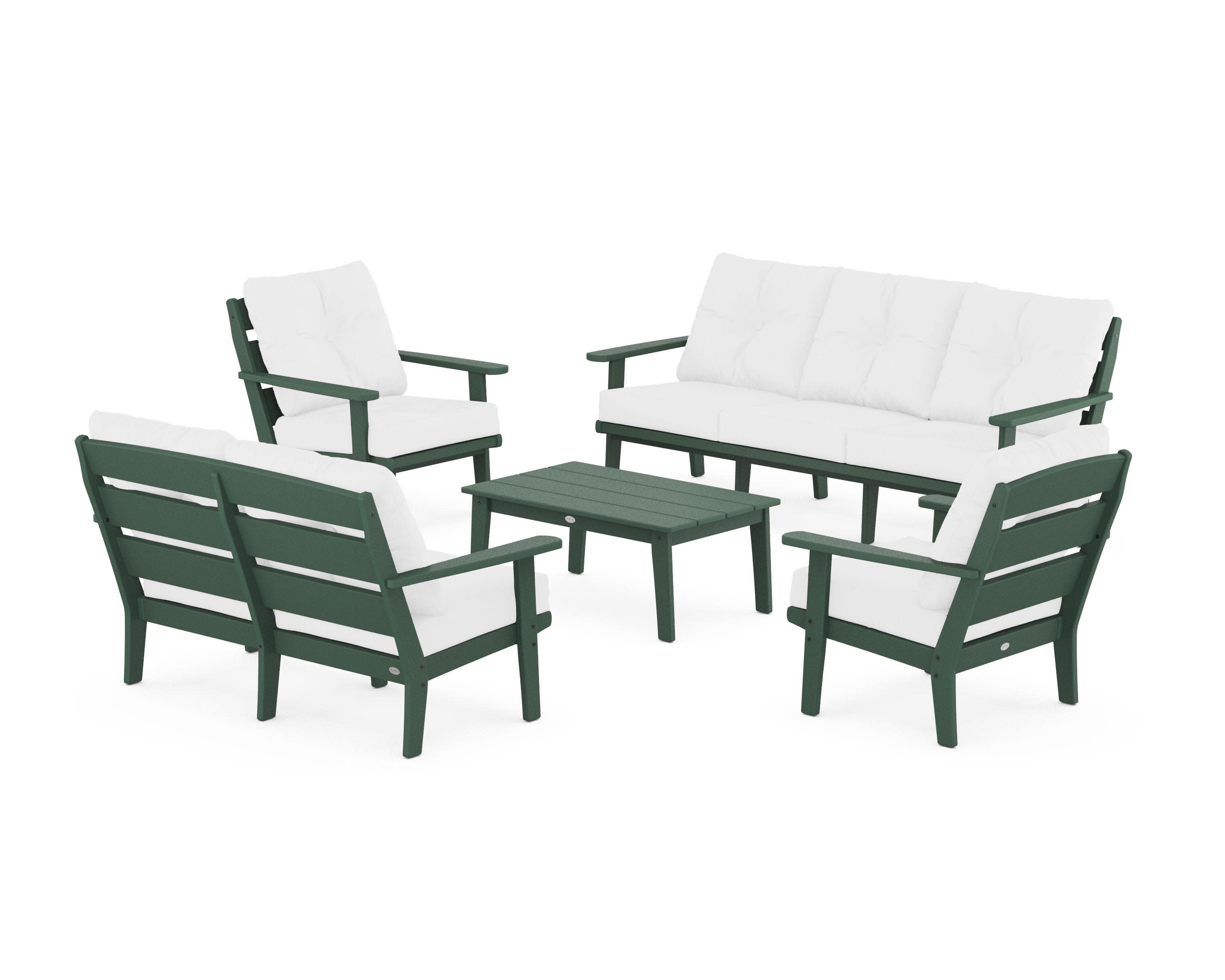 Lakeside 5-Piece Lounge Sofa Set in Green / Natural