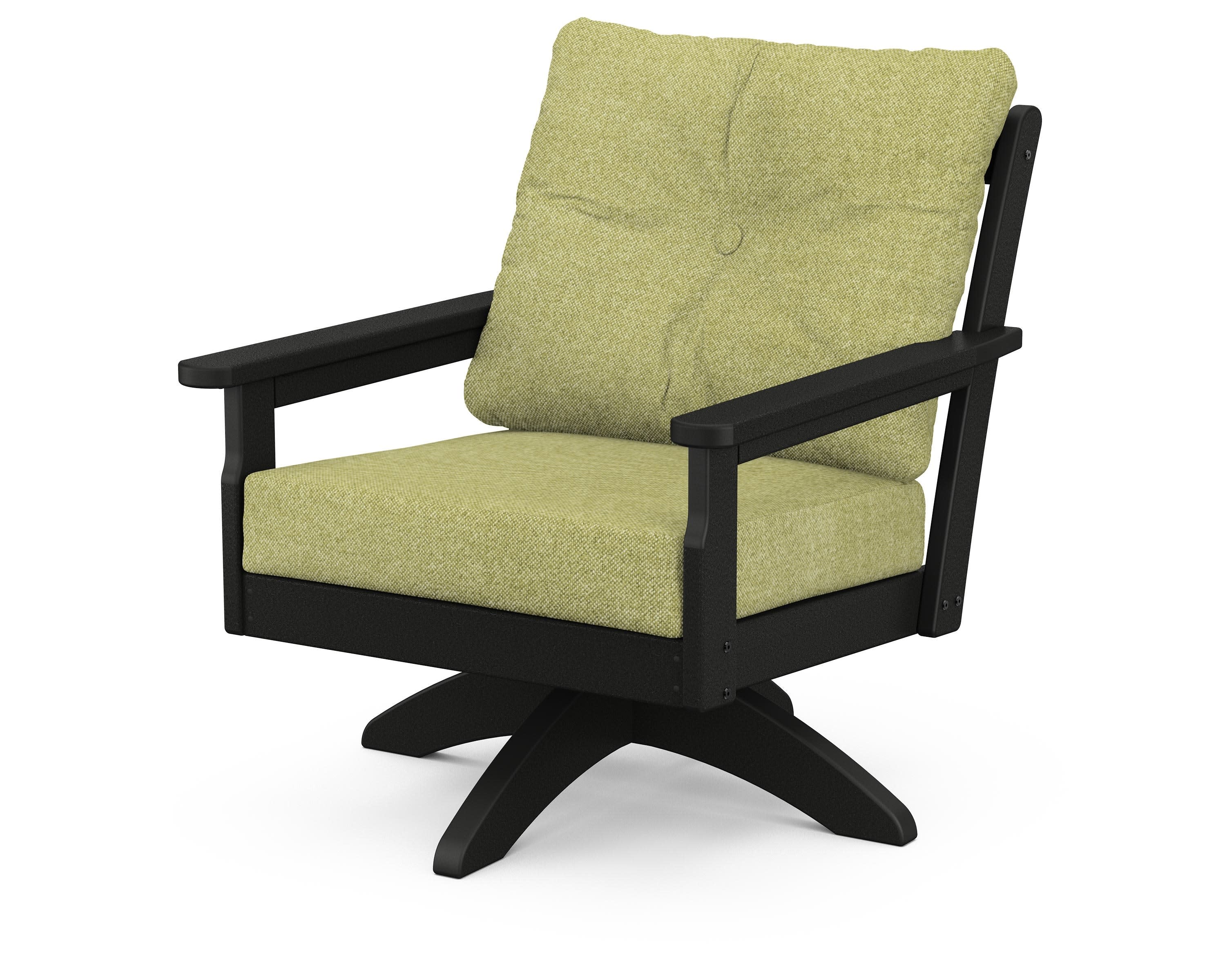 Vineyard Deep Seating Swivel Chair in Black / Chartreuse Boucle