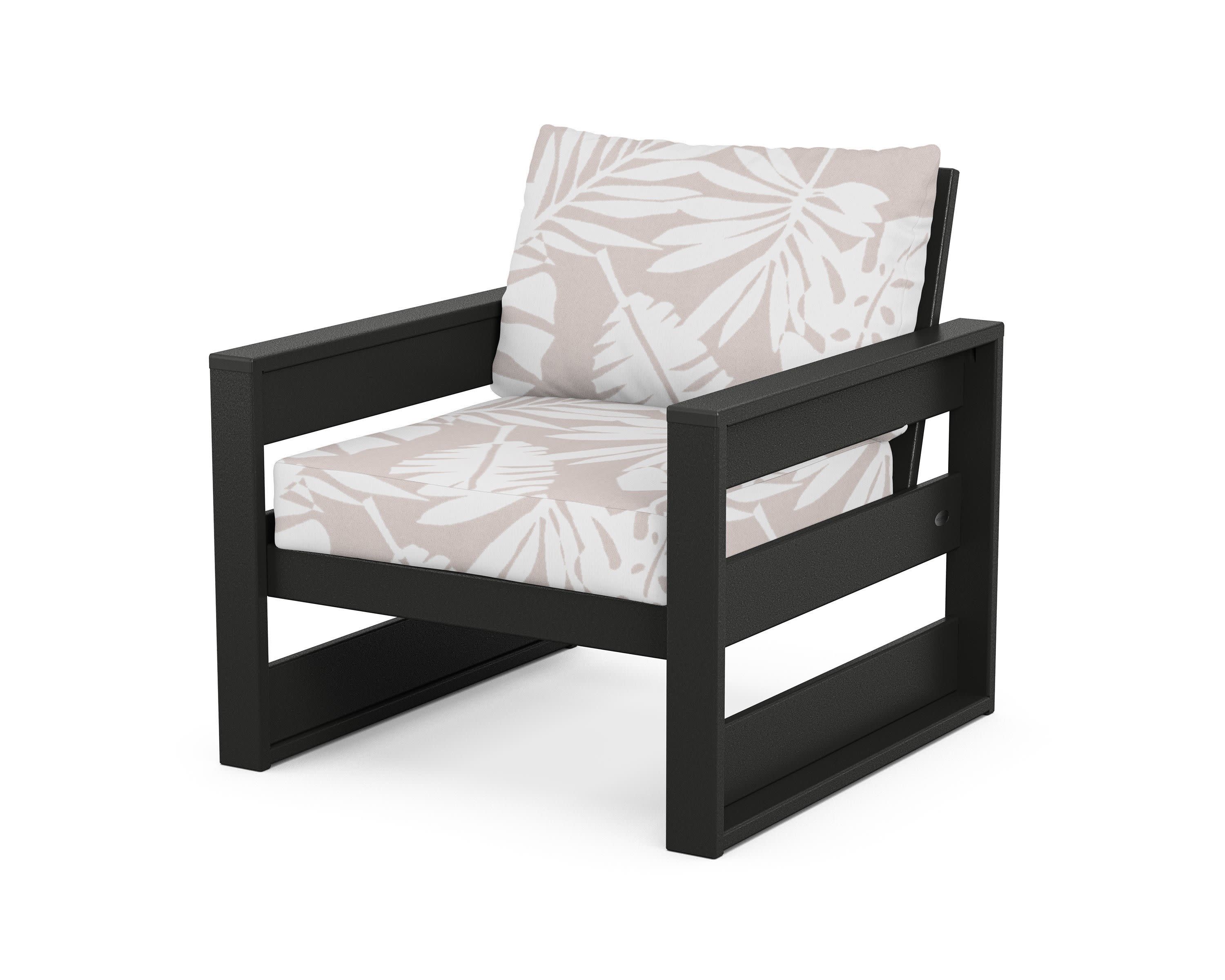 Westport Club Chair in Black / Leaf Dune Burlap