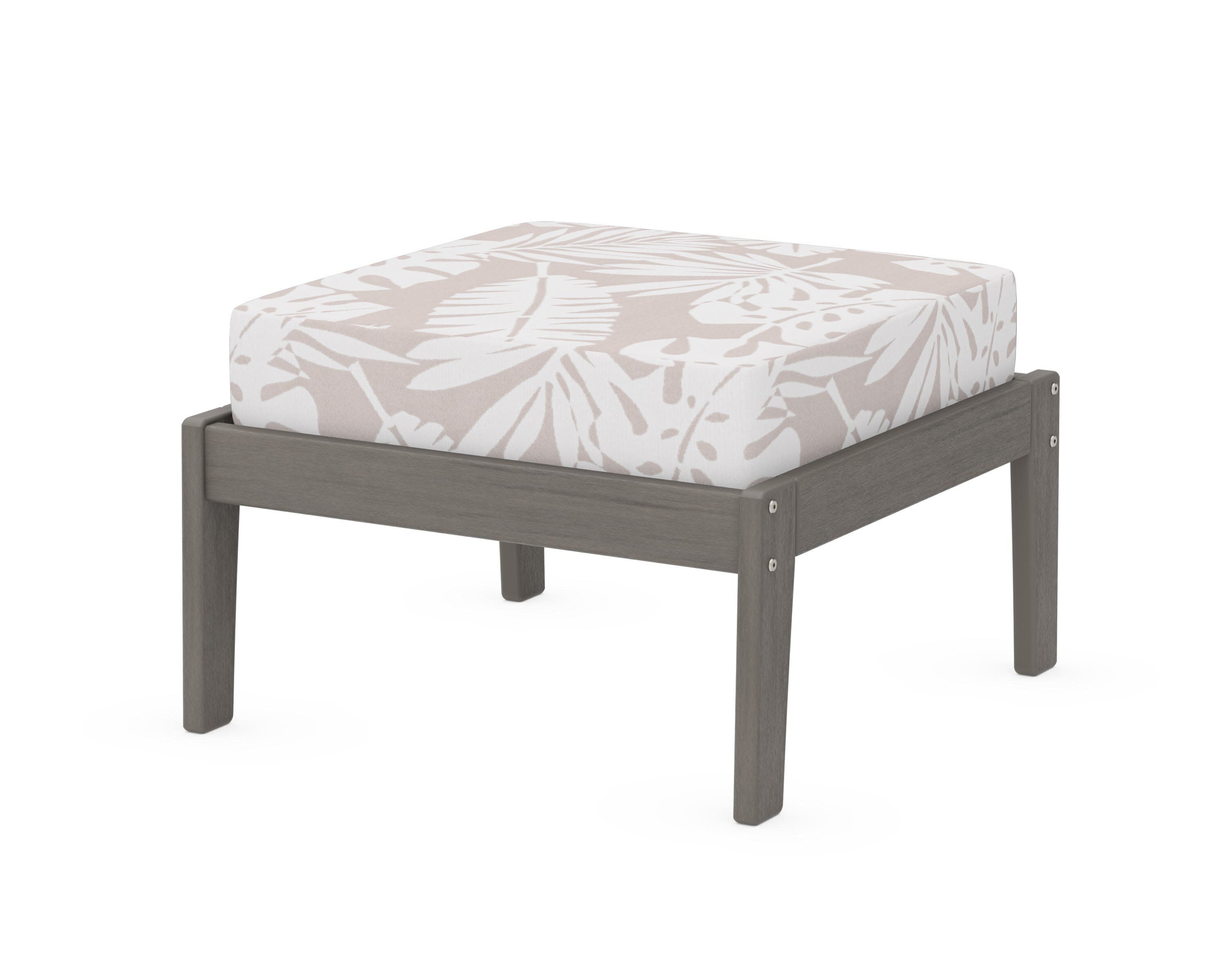 Deep Seating Ottoman in Driftwood / Leaf Dune Burlap