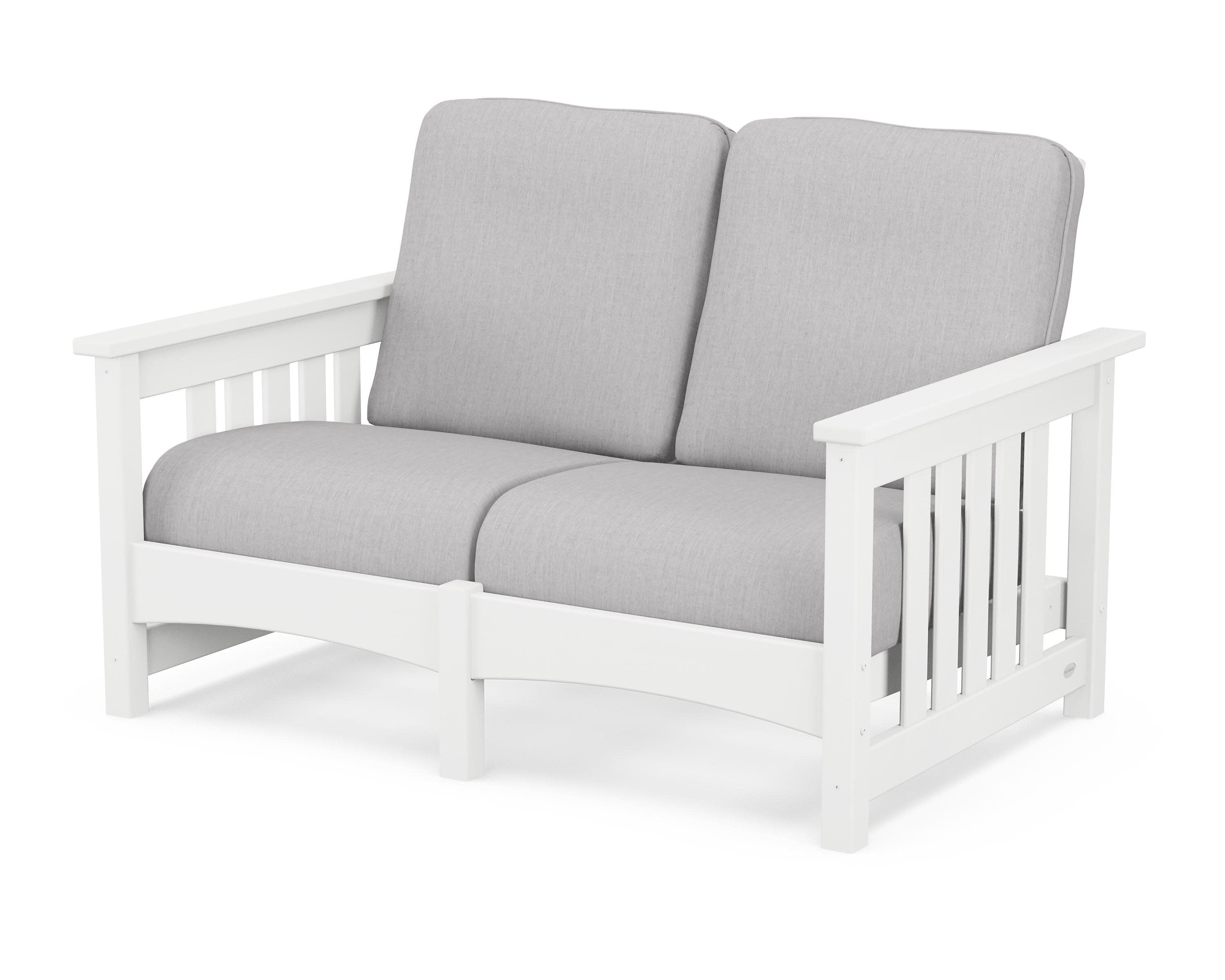 Club Mission Loveseat in White / Granite