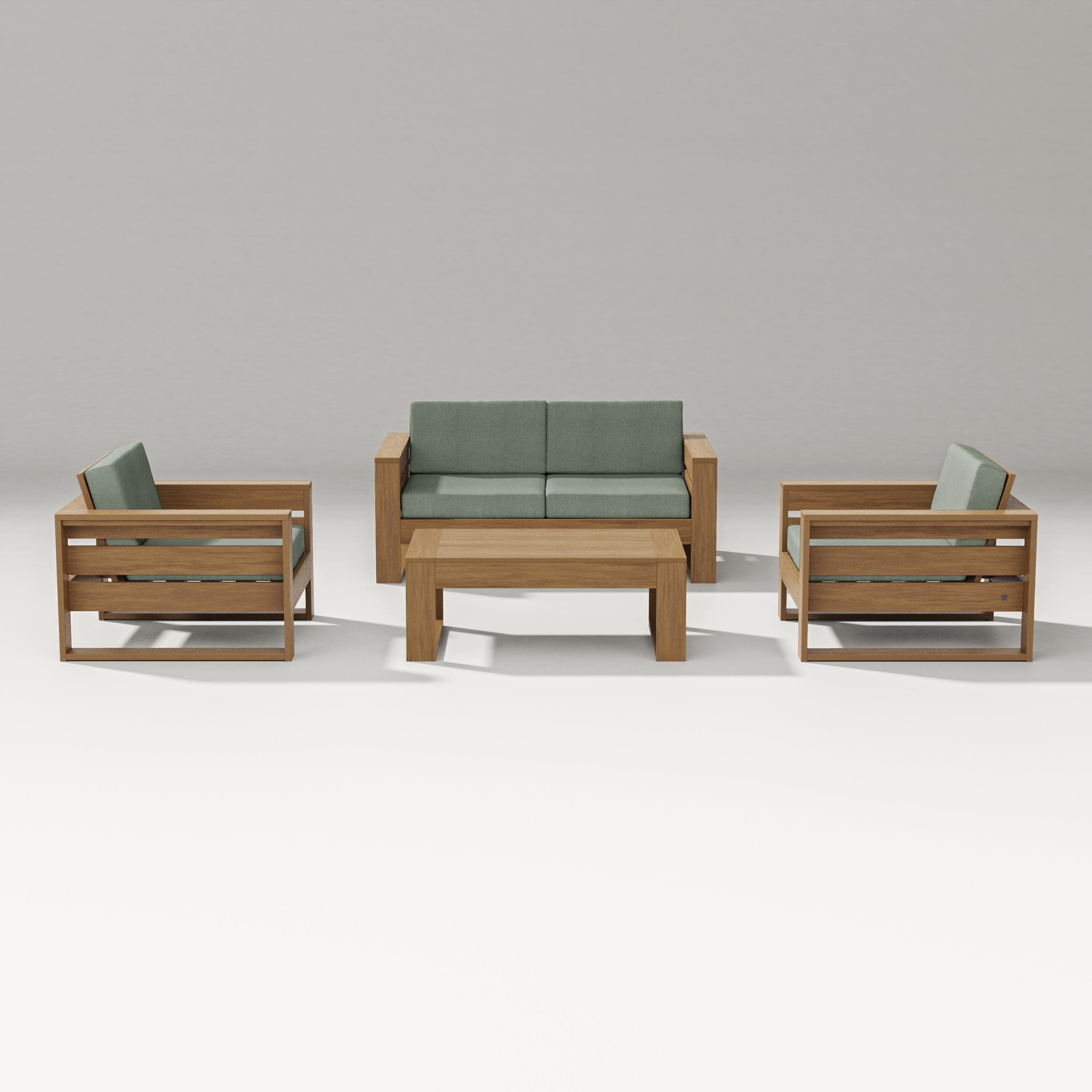Latitude 4-Piece Lounge Loveseat Set in Natural / Cast Sage