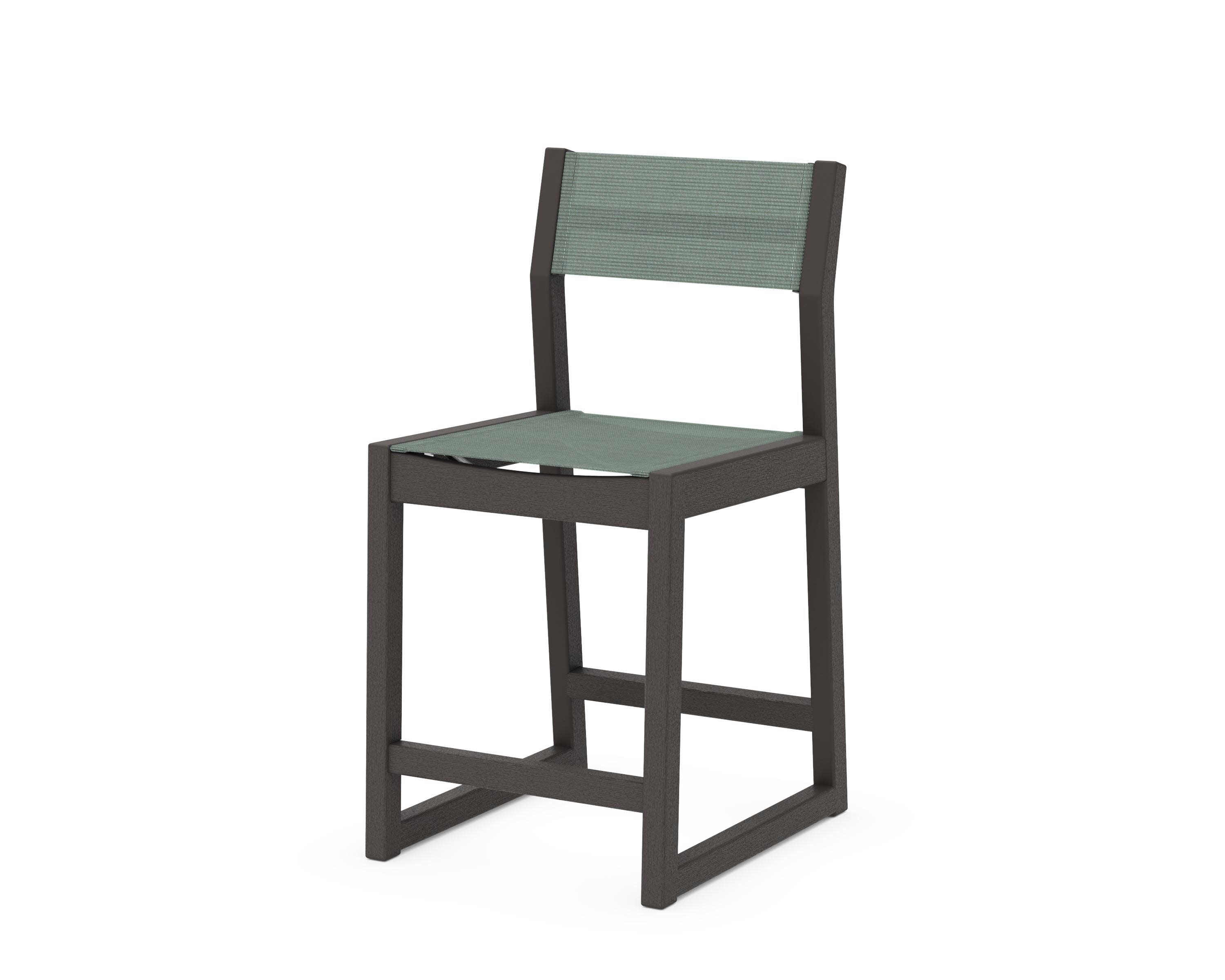 EDGE Sling Counter Side Chair in Vintage Coffee / Dupioni Sea Mist Sling