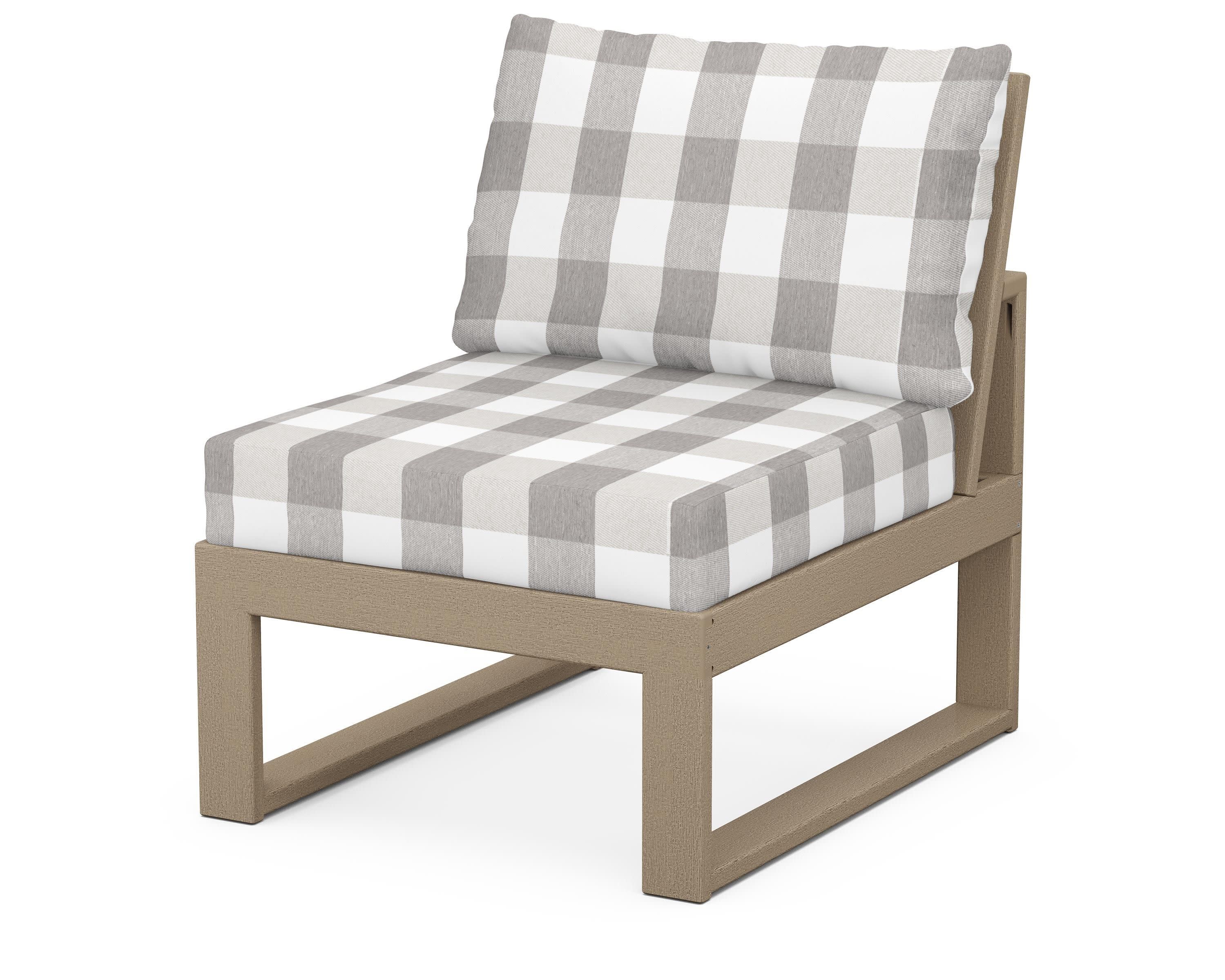 Modular Armless Chair in Vintage Sahara / Buffalo Plaid Grey Mist
