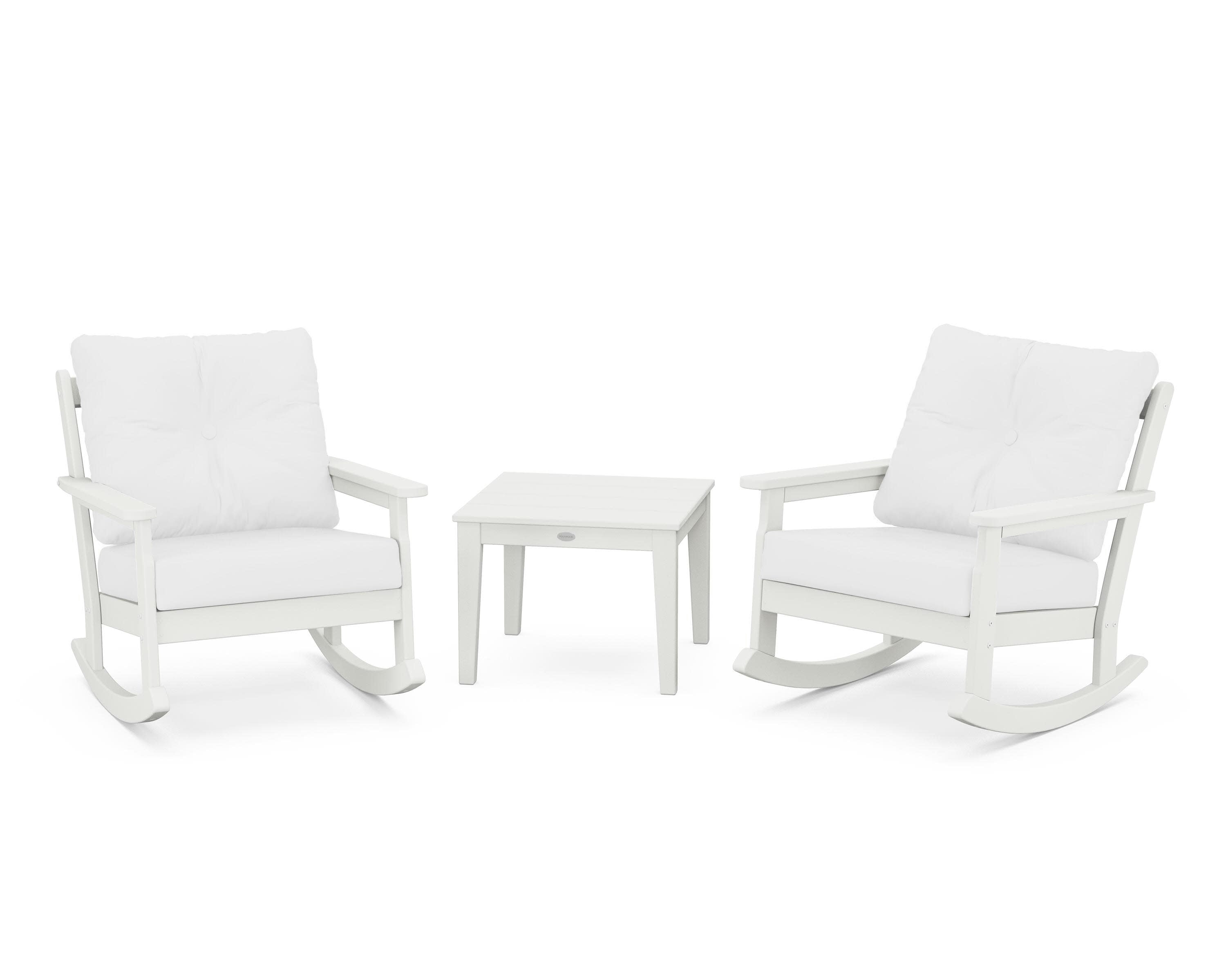 Vineyard 3-Piece Deep Seating Rocker Set in Vintage White / Natural