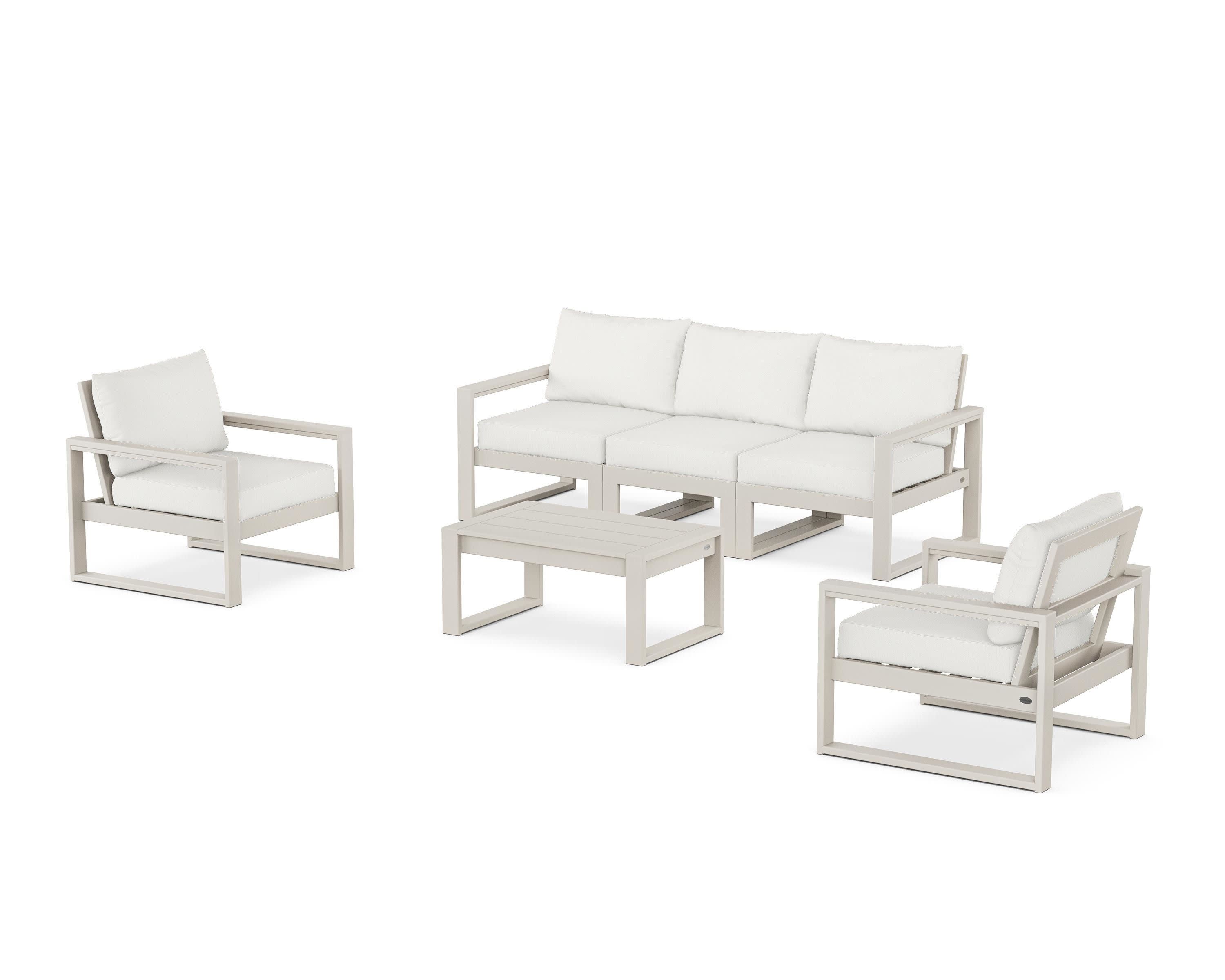 EDGE Sectional 4-Piece Deep Seating Set with Sofa in Sand / Natural Linen