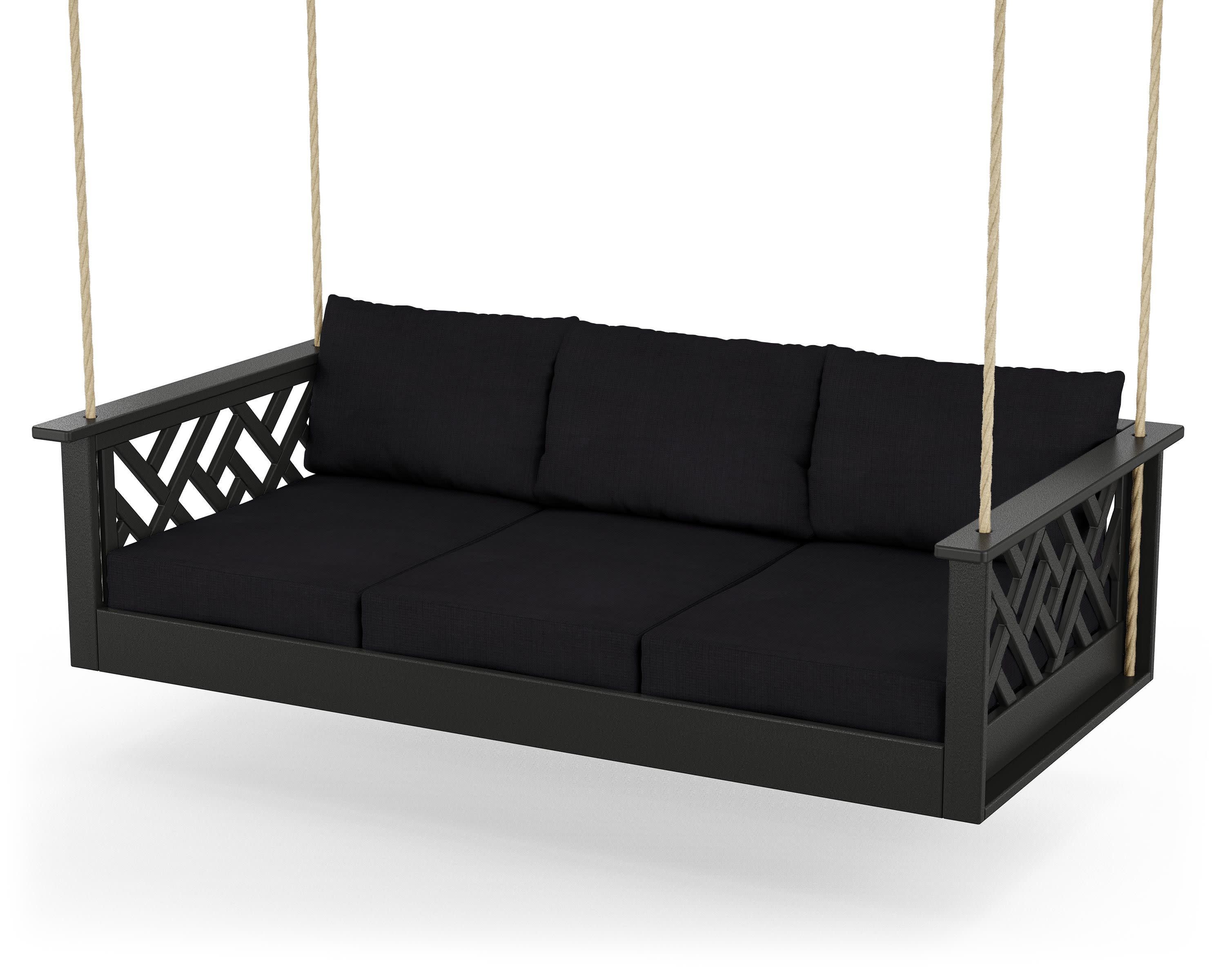 Chippendale Daybed Swing in Black / Midnight Linen