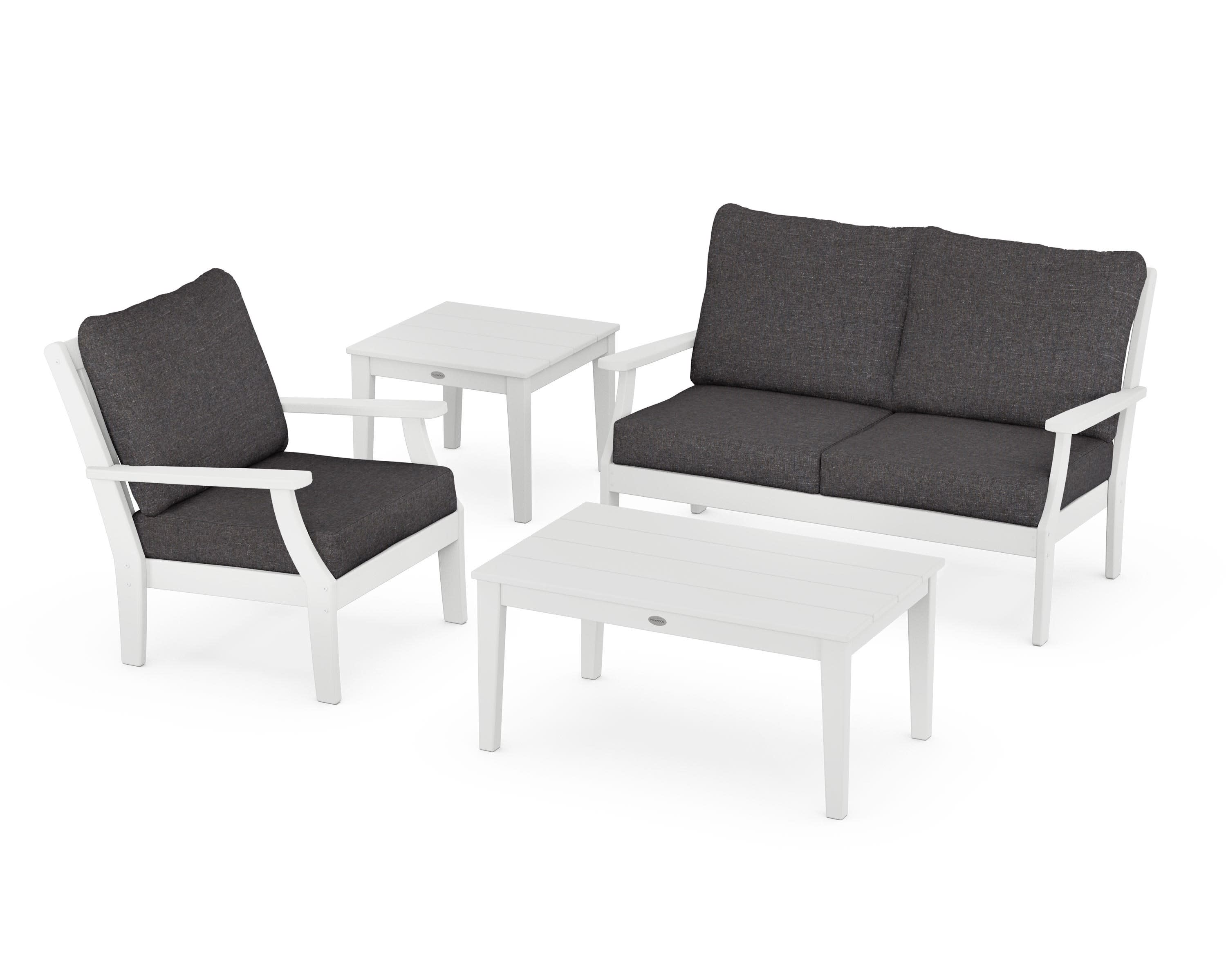 Braxton 4-Piece Deep Seating Set in White / Ash Charcoal