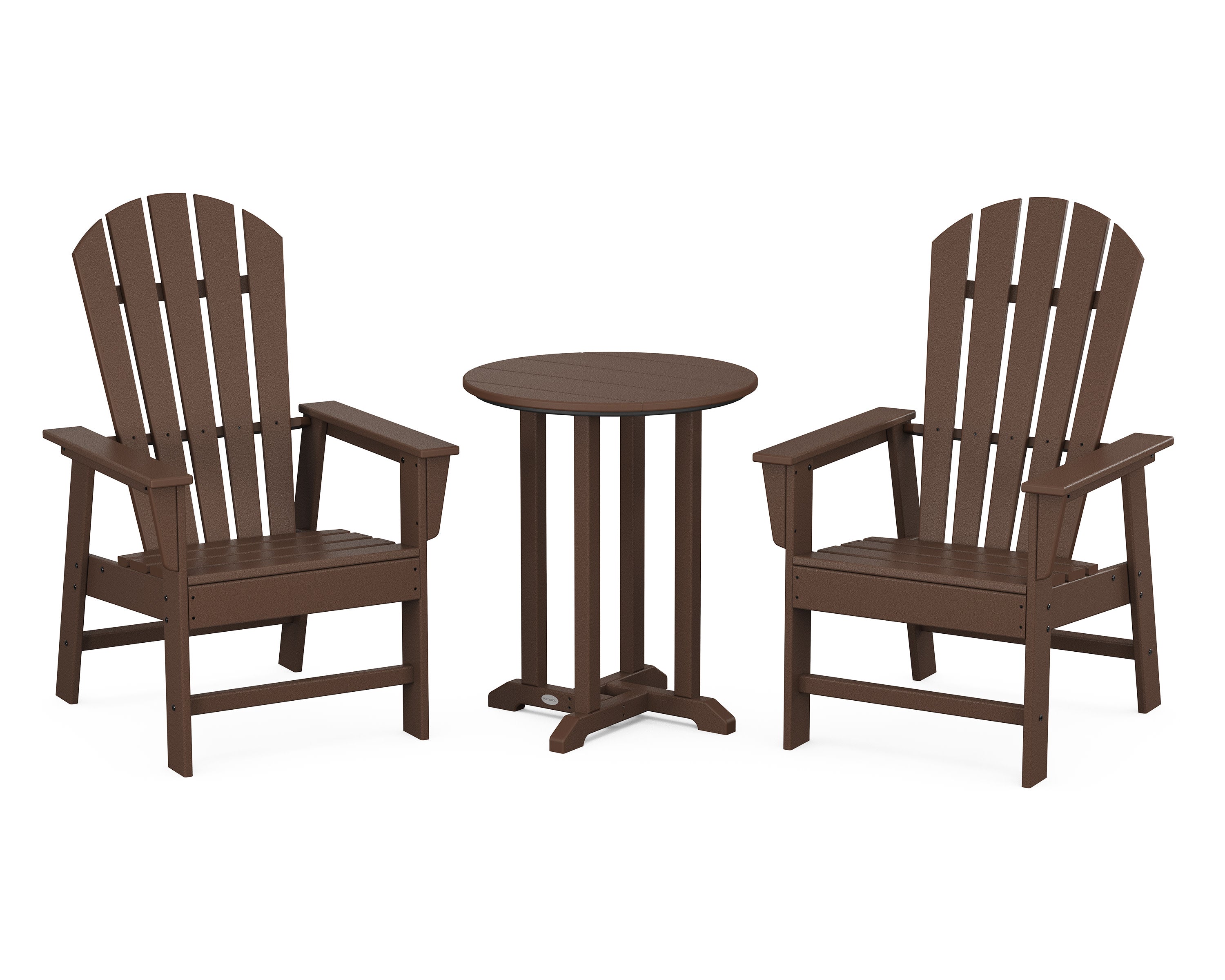 South Beach 3-Piece Round Farmhouse Bistro Dining Set in Mahogany