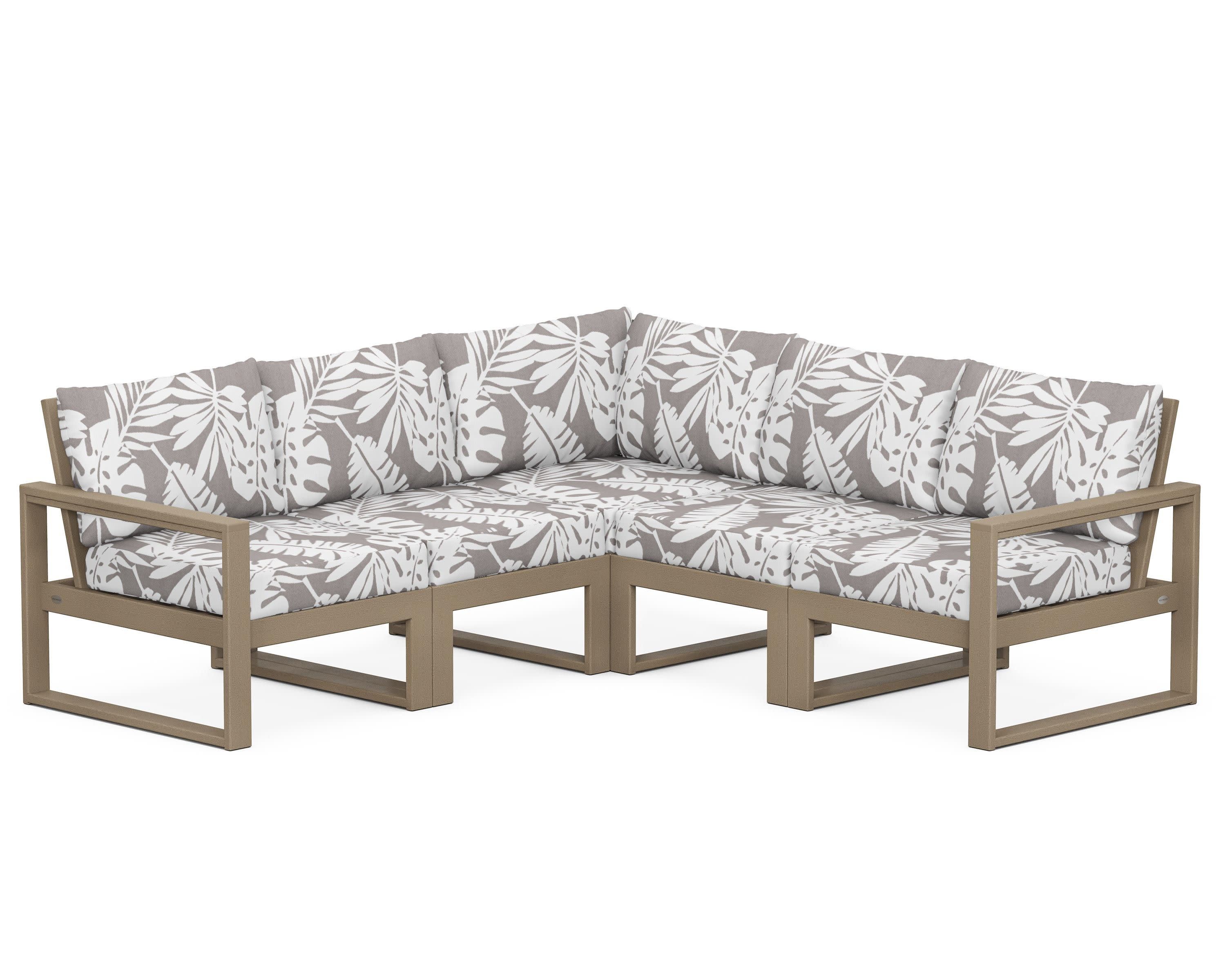 EDGE 5-Piece Modular Deep Seating Set in Vintage Sahara / Leaf Grey Mist