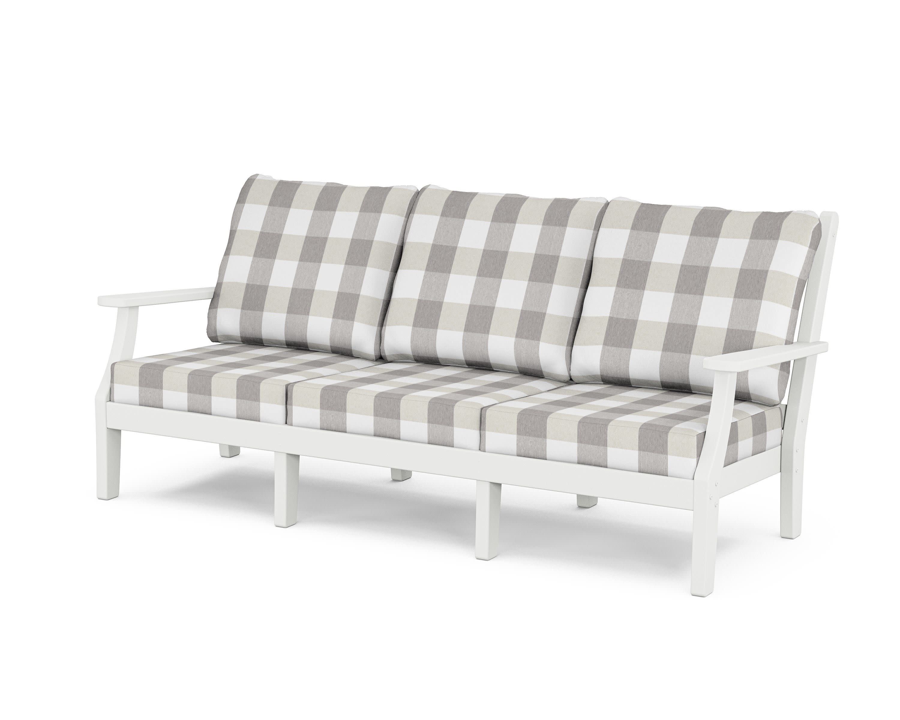 Wovendale Deep Seating Sofa in White / Buffalo Plaid Grey Mist