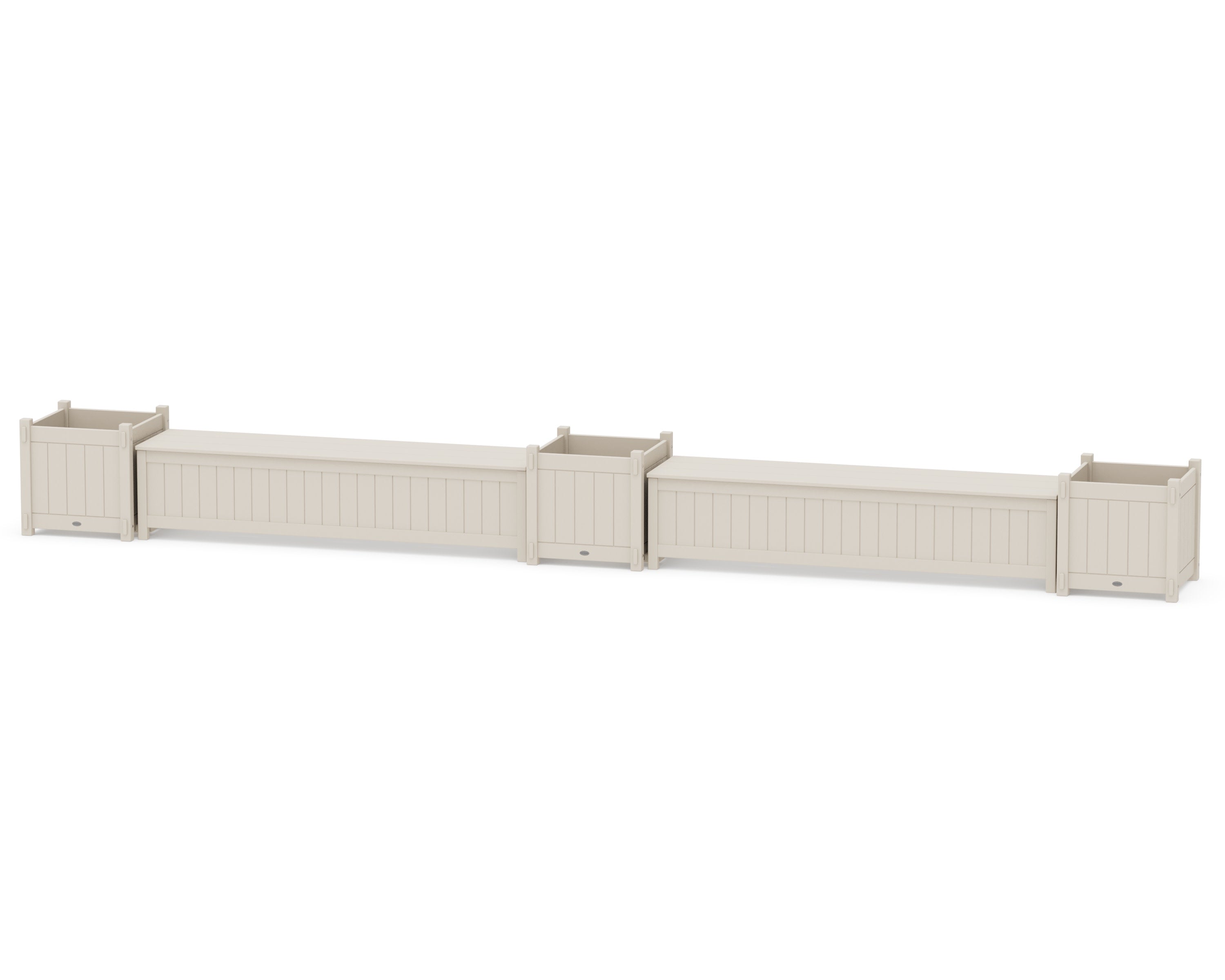72" Vineyard Straight Double Planter Storage Bench Set- Large in Sand
