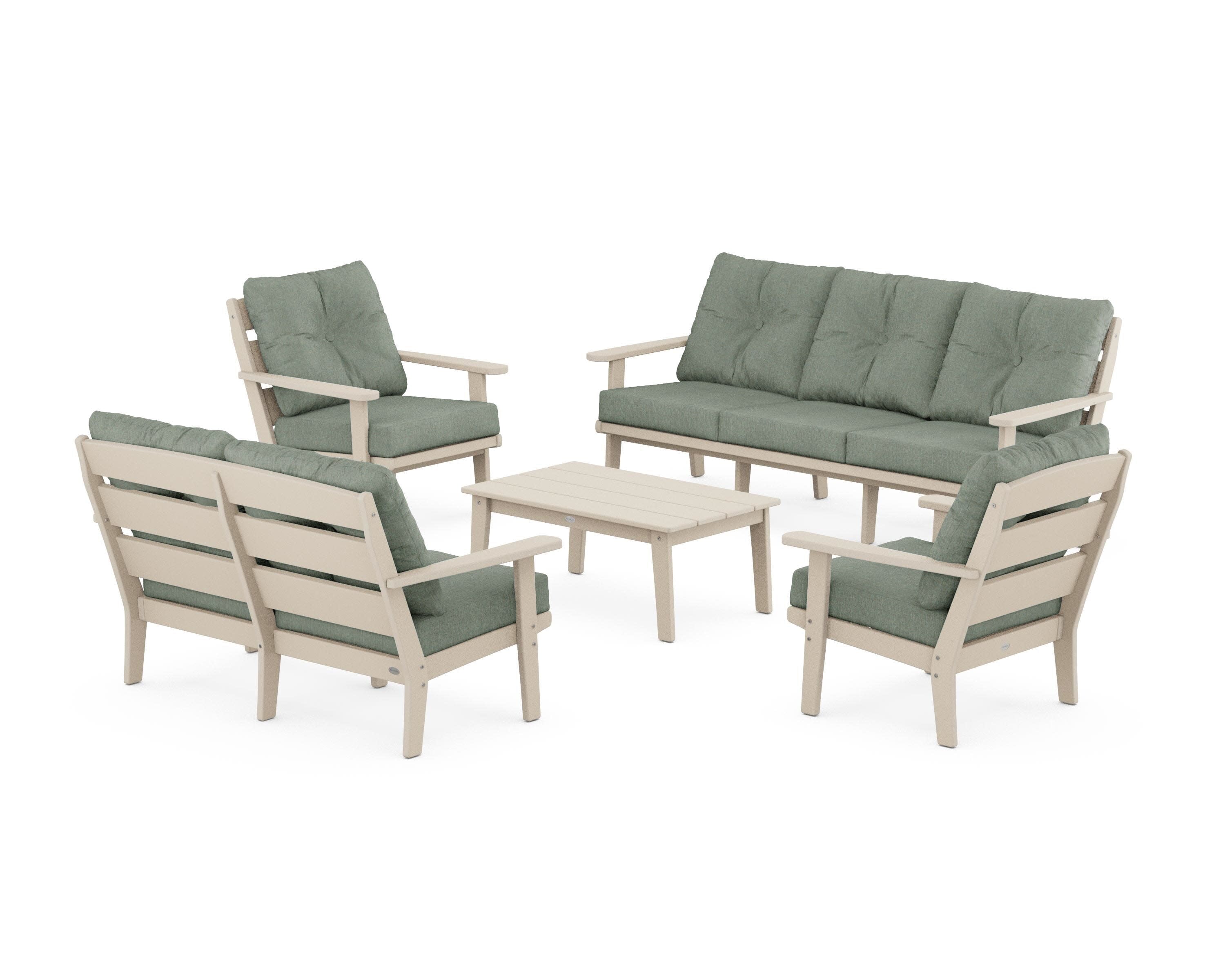 Lakeside 5-Piece Lounge Sofa Set in Sand / Cast Sage