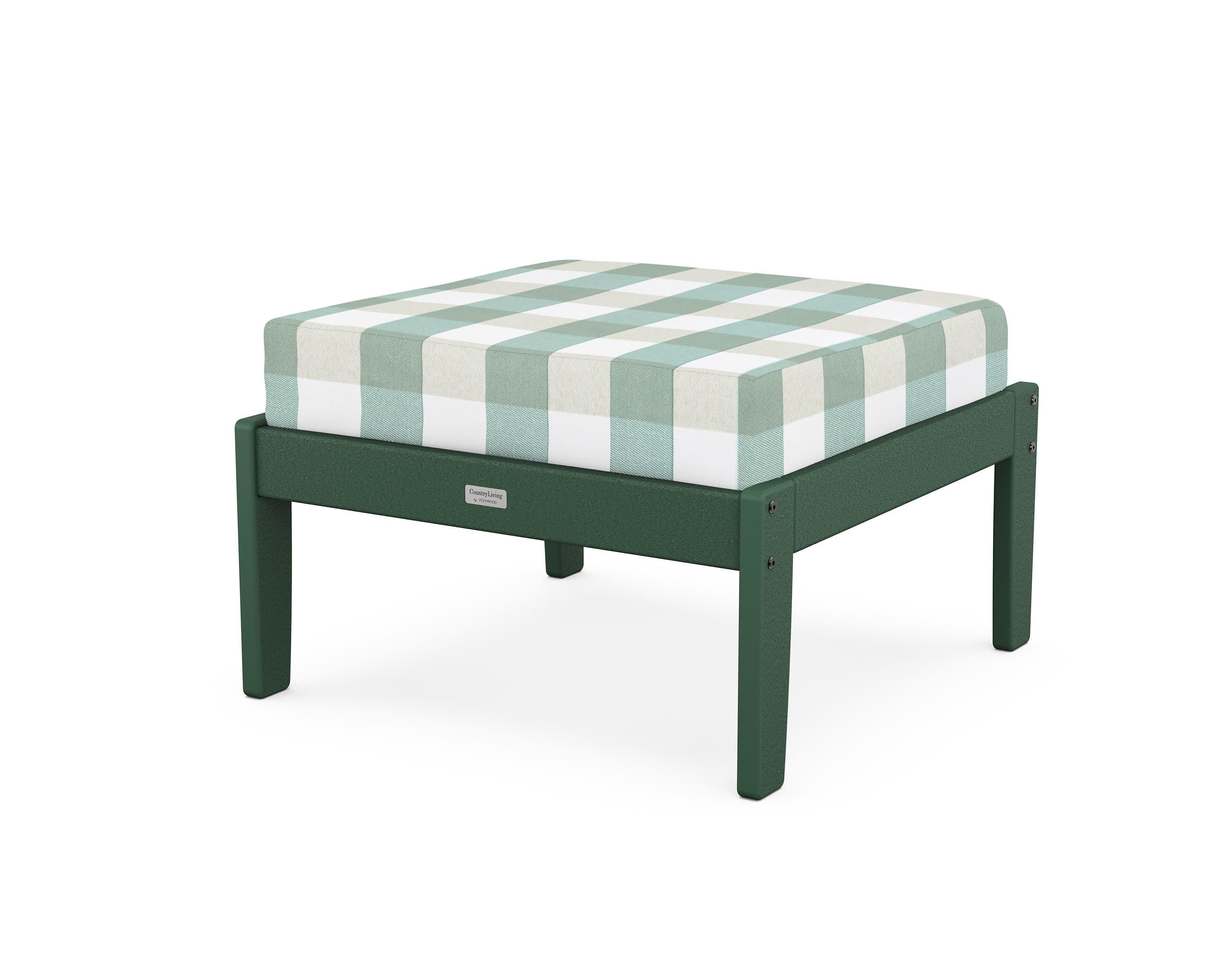 Cottage Deep Seating Ottoman in Green / Buffalo Plaid Glacier Spa