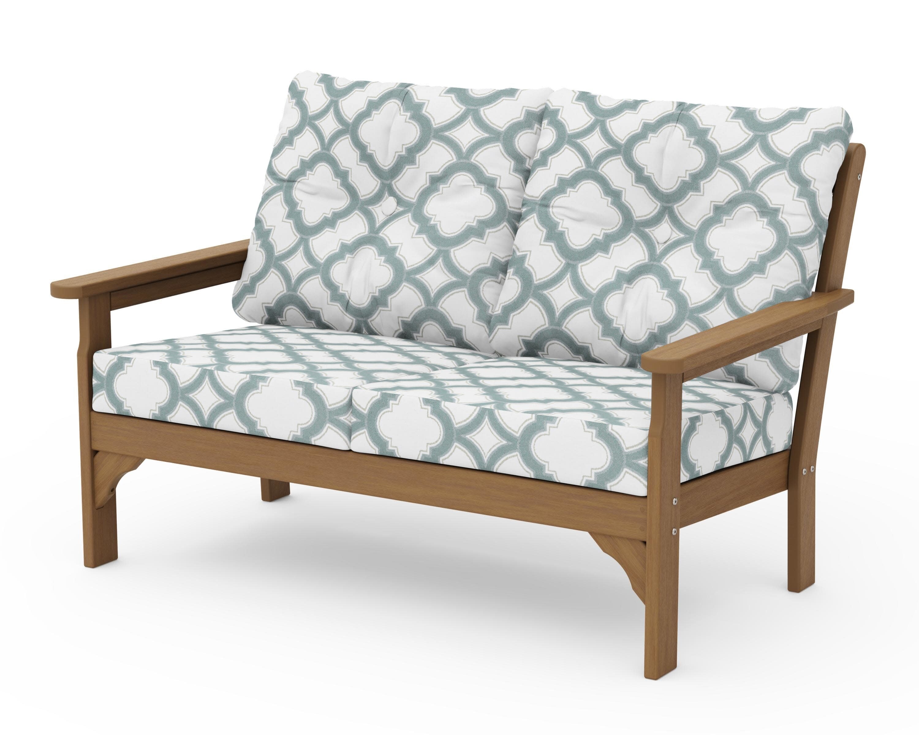 Vineyard Deep Seating Loveseat in Natural / Trellis Glacier Spa