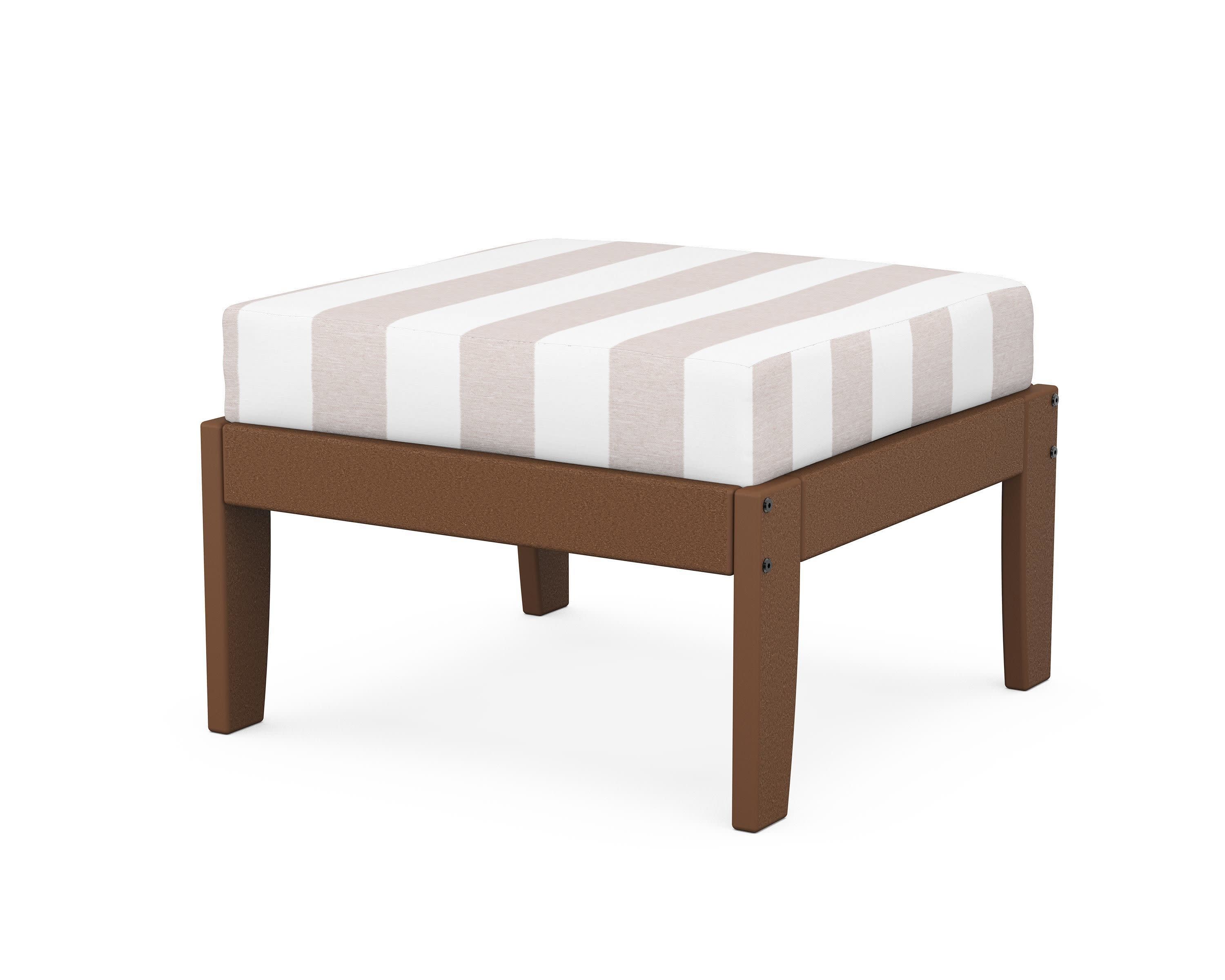 Modular Ottoman - Classic in Teak / Cabana Stripe Dune Burlap