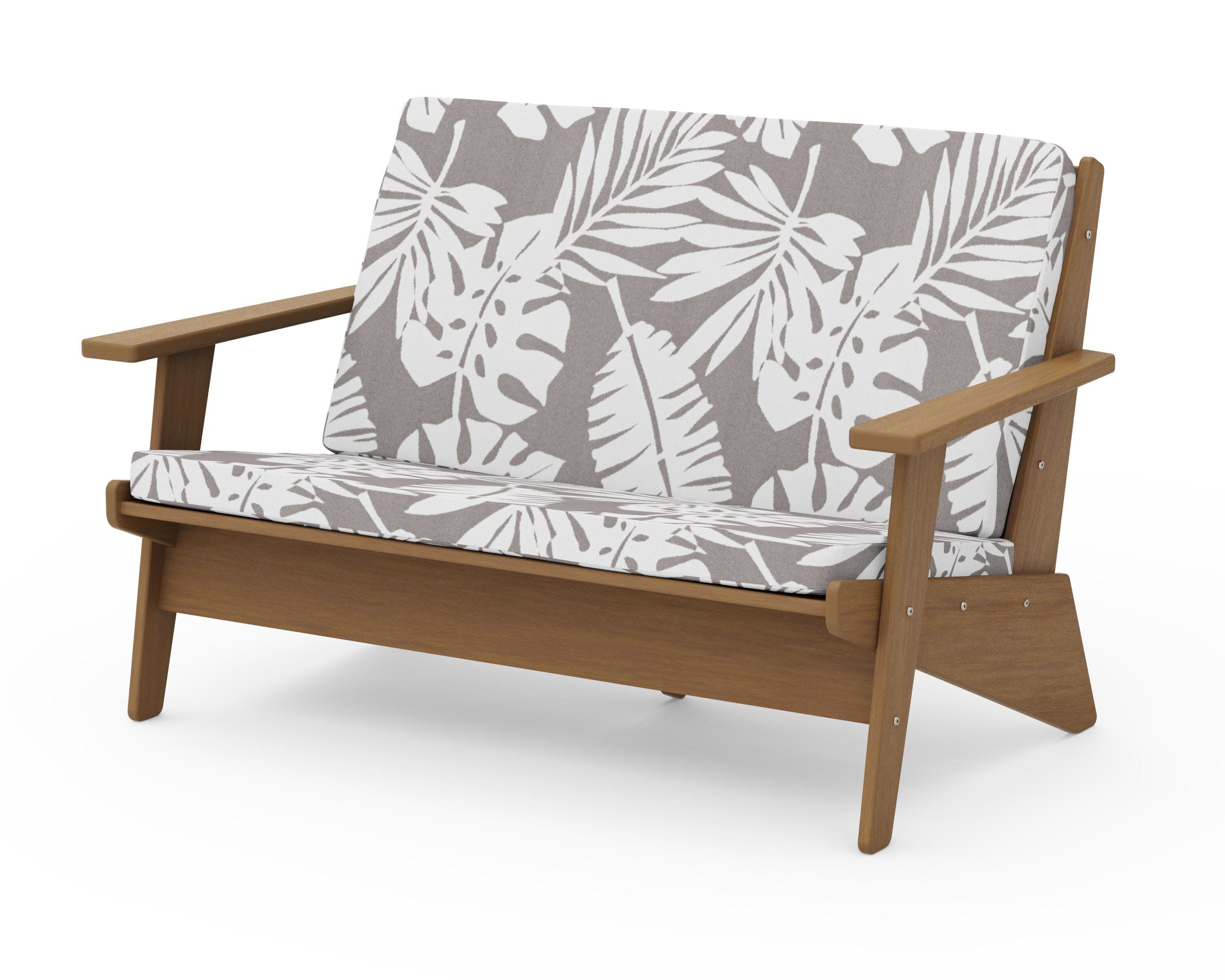 Riviera Modern Lounge Loveseat in Natural / Leaf Grey Mist