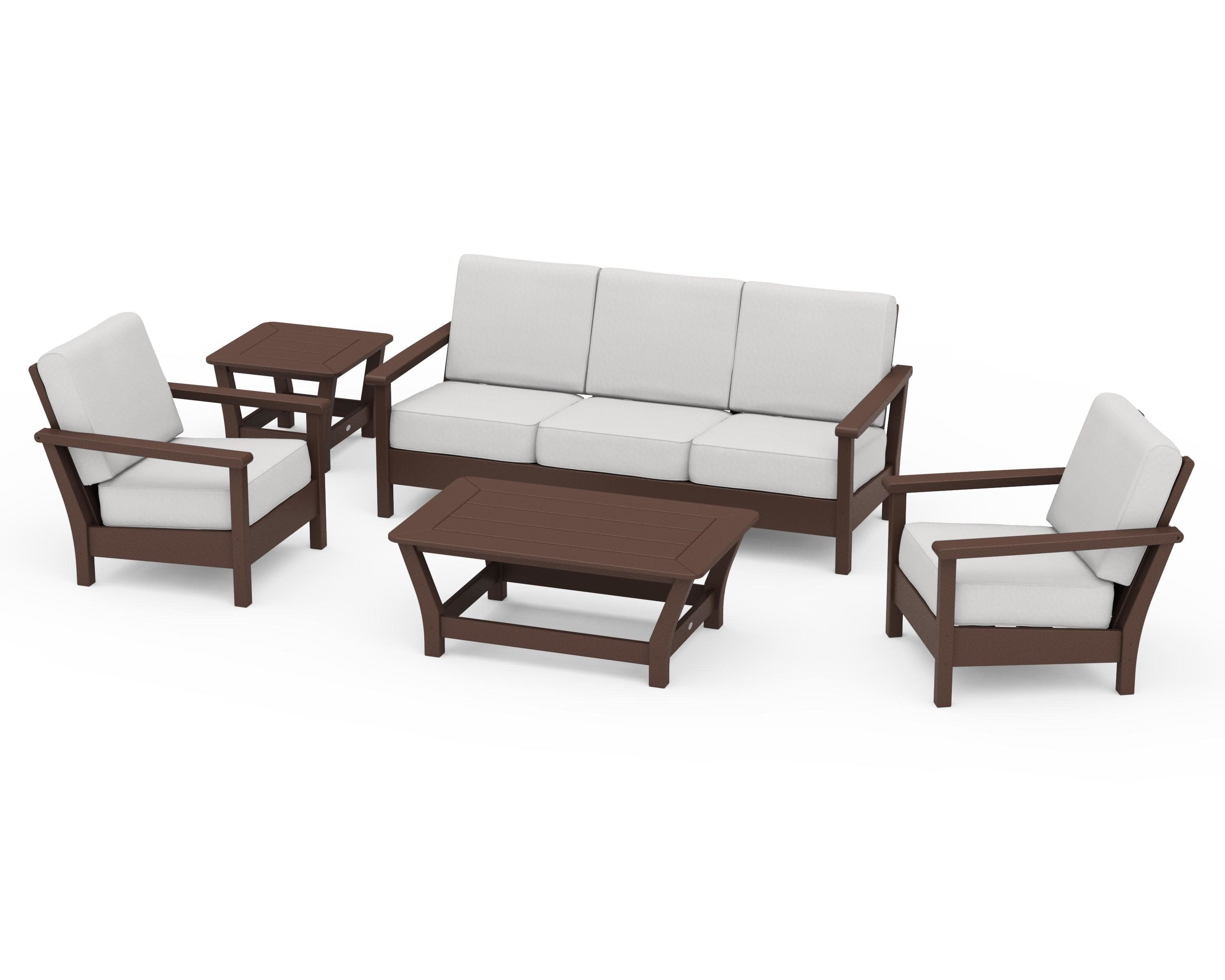 Harbour 5-Piece Deep Seating Set in Mahogany / Diamond in the Rough