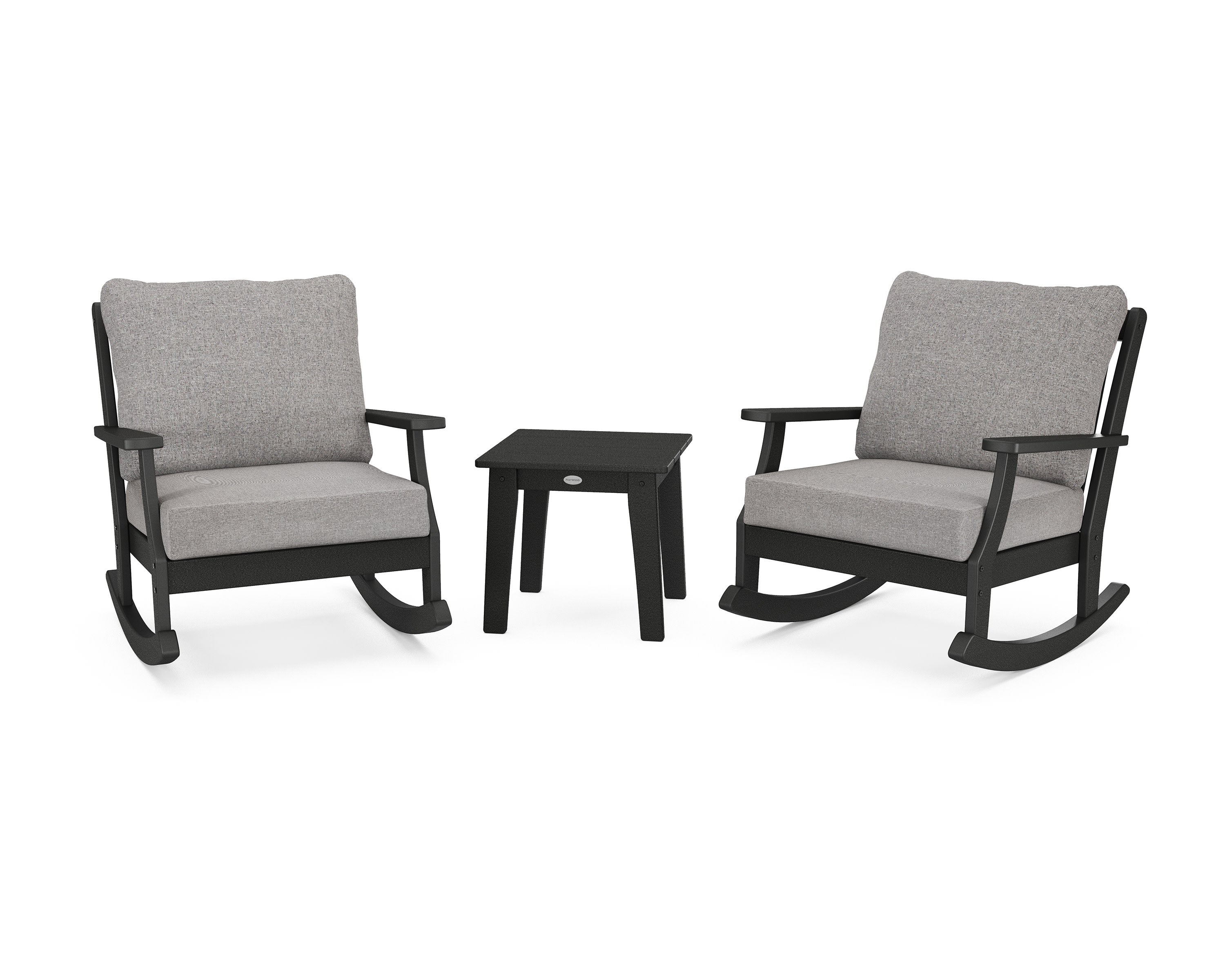 Braxton 3-Piece Deep Seating Rocker Set in Black / Grey Mist
