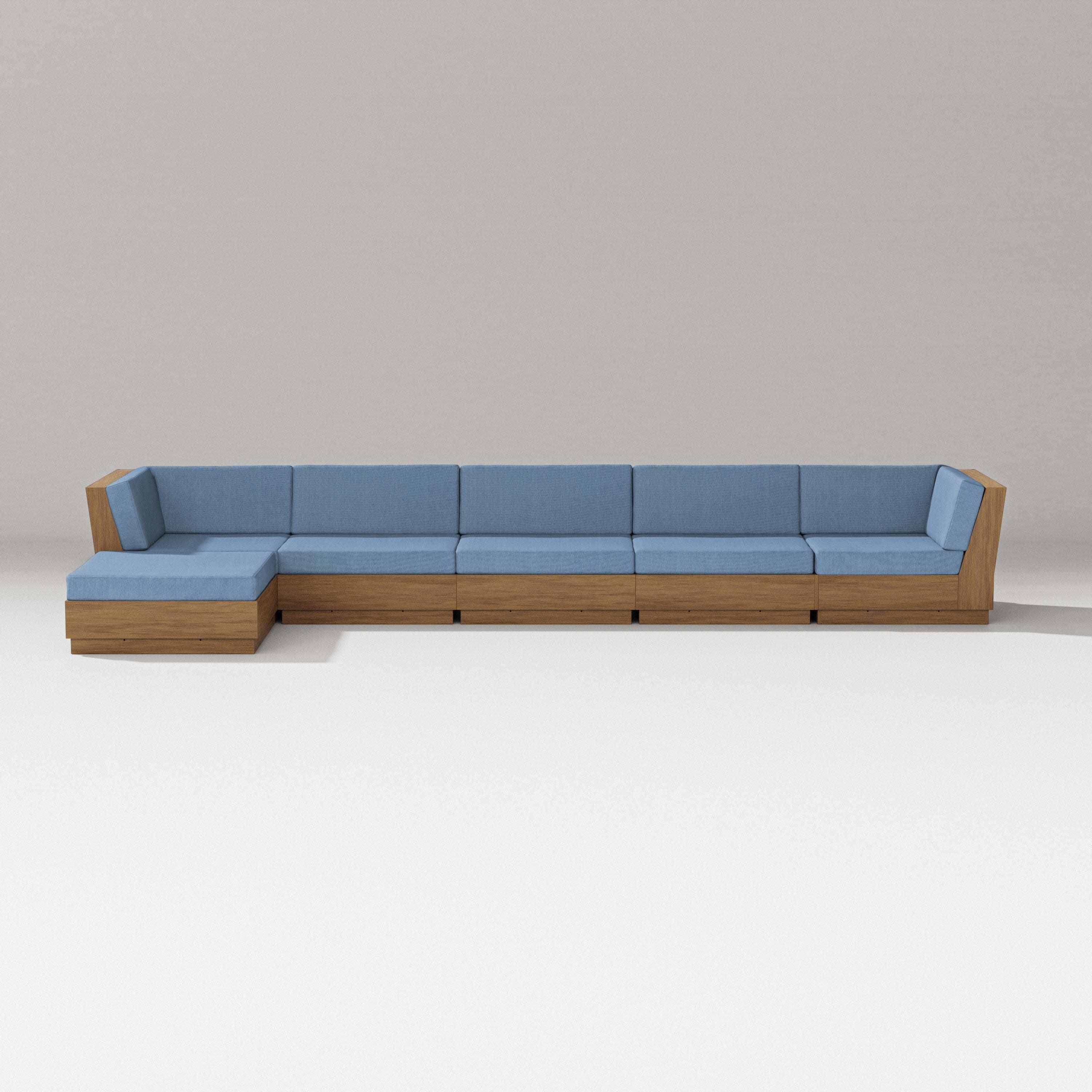 Elevate 6-Piece Chaise Sectional in Natural / Sky Blue