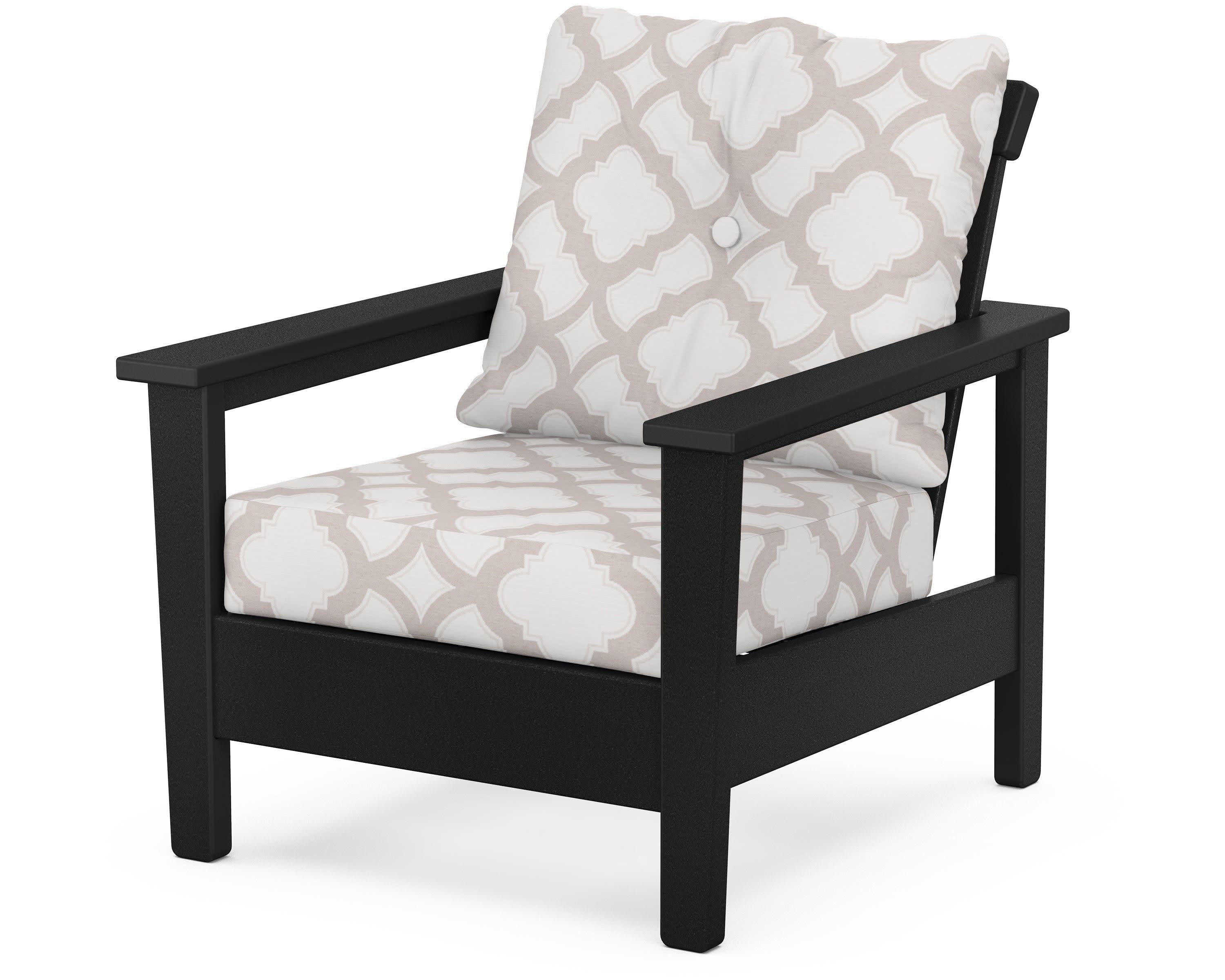 Prescott Deep Seating Chair in Black / Trellis Dune Burlap