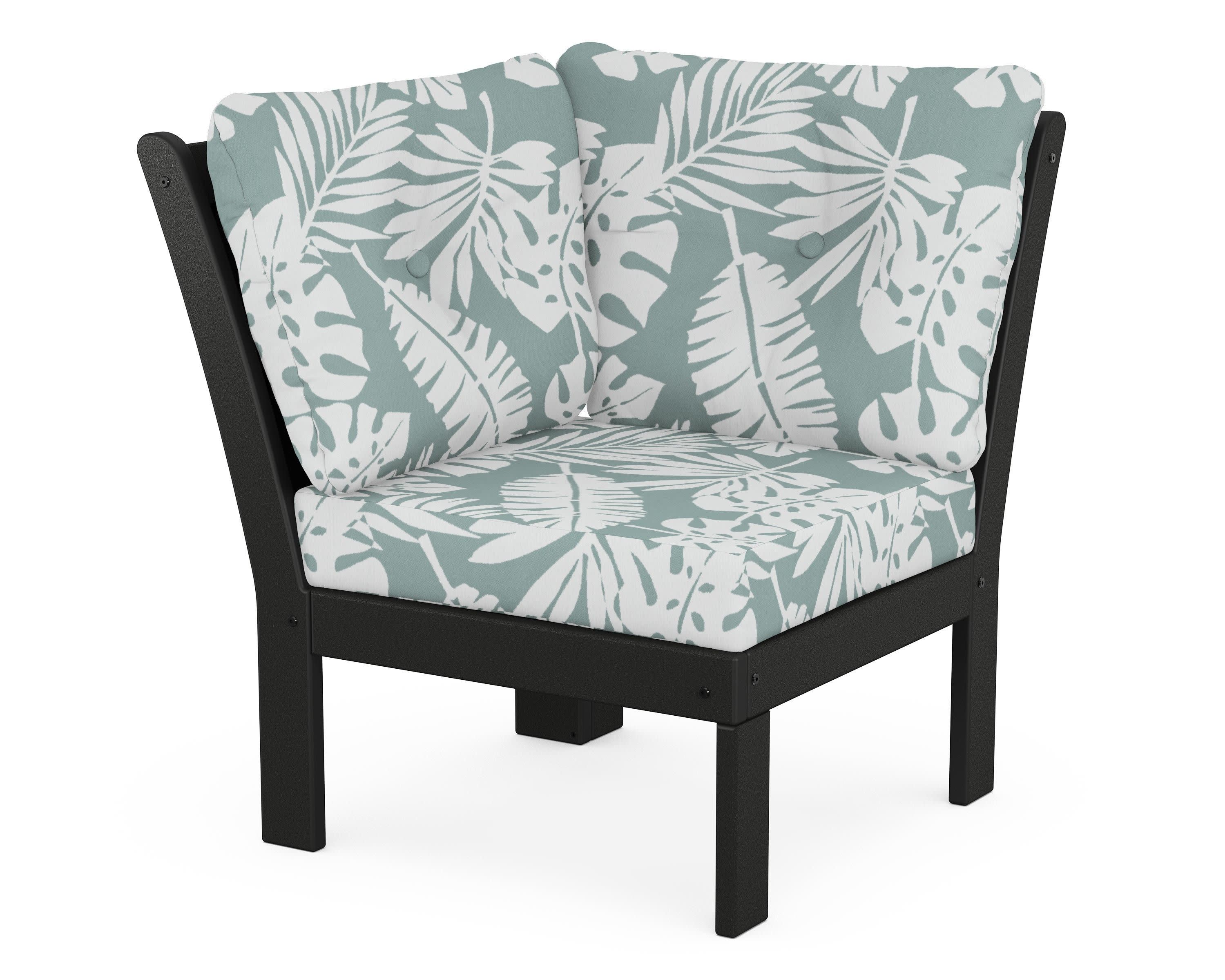 Vineyard Modular Corner Chair in Black / Leaf Glacier Spa