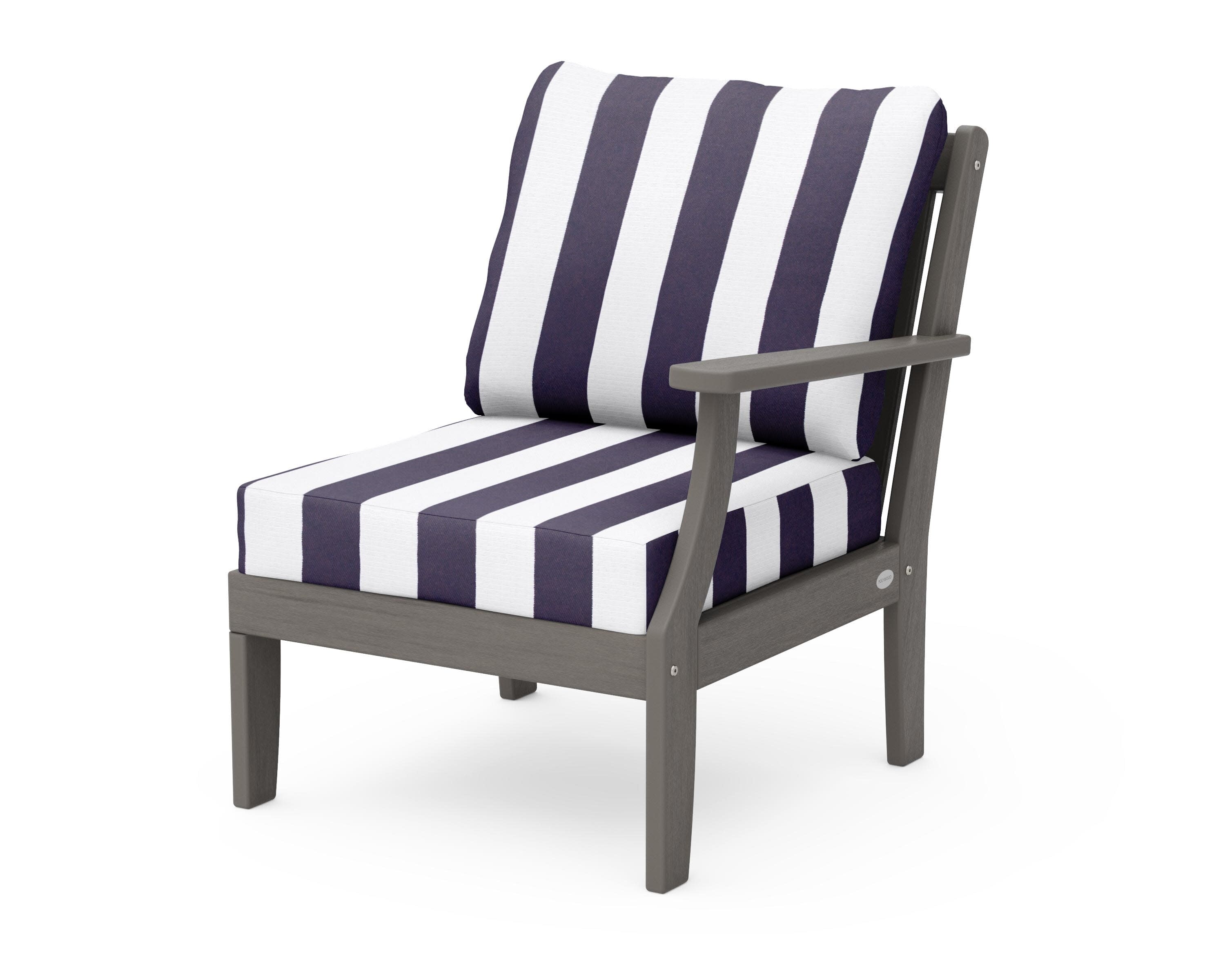 Braxton Modular Right Arm Chair in Driftwood / Cabana Stripe Navy