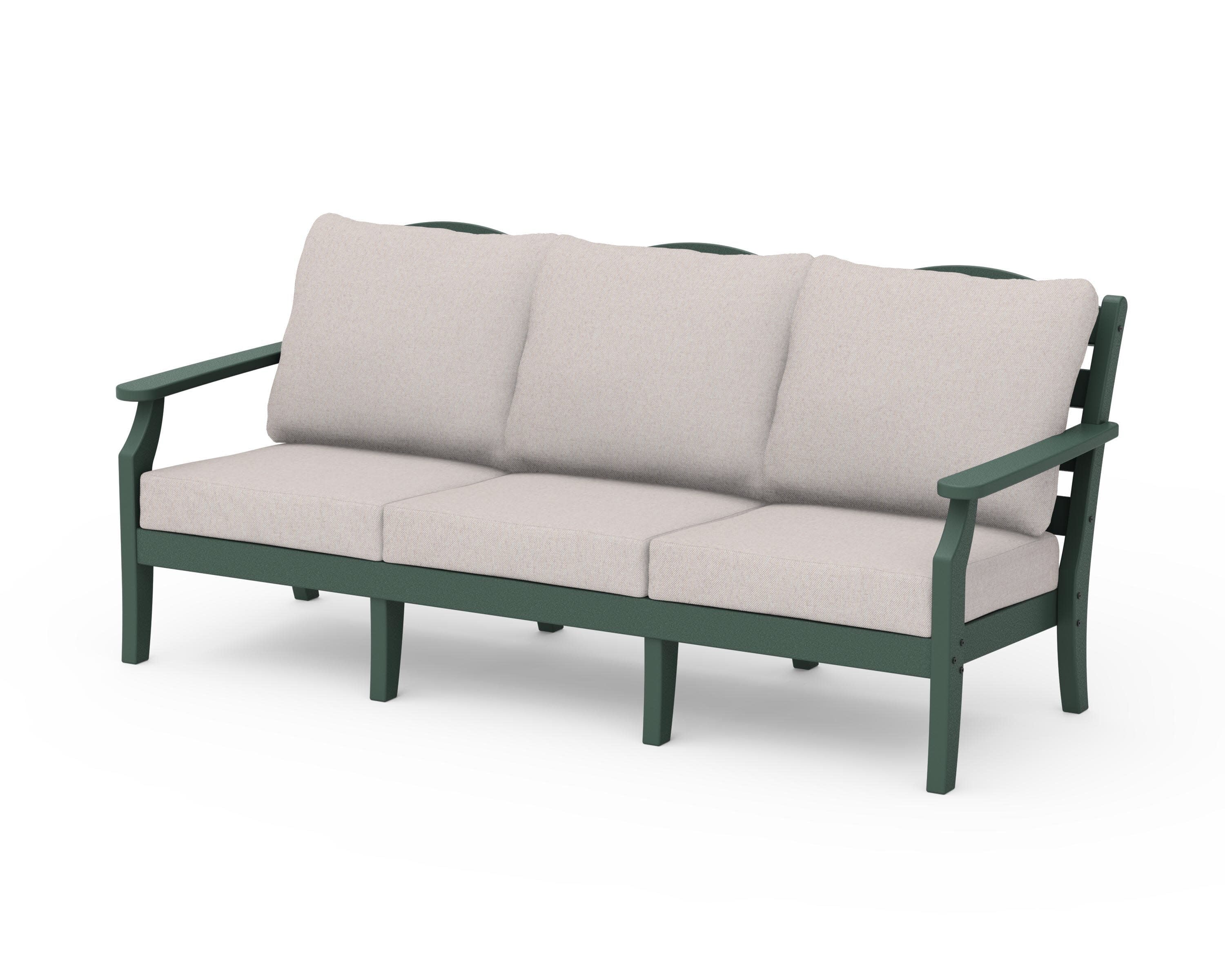 Savannah Deep Seating Sofa in Green / Dune Burlap