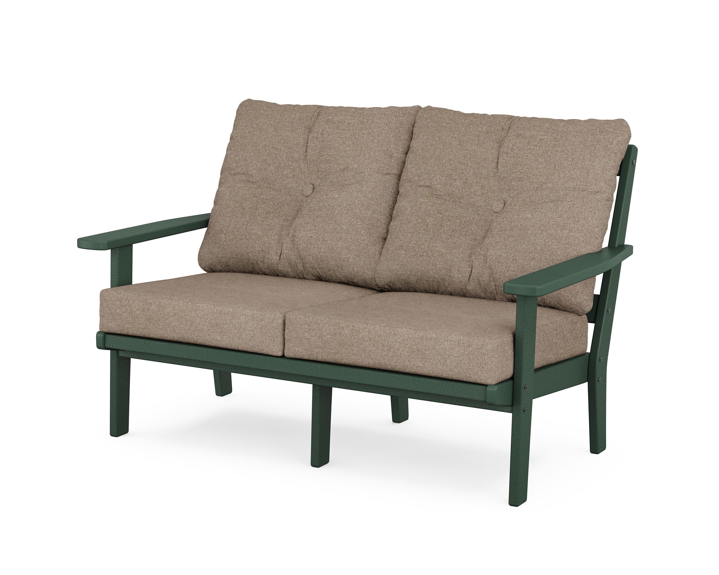 Oxford Deep SeatingLoveseat in Green / Spiced Burlap