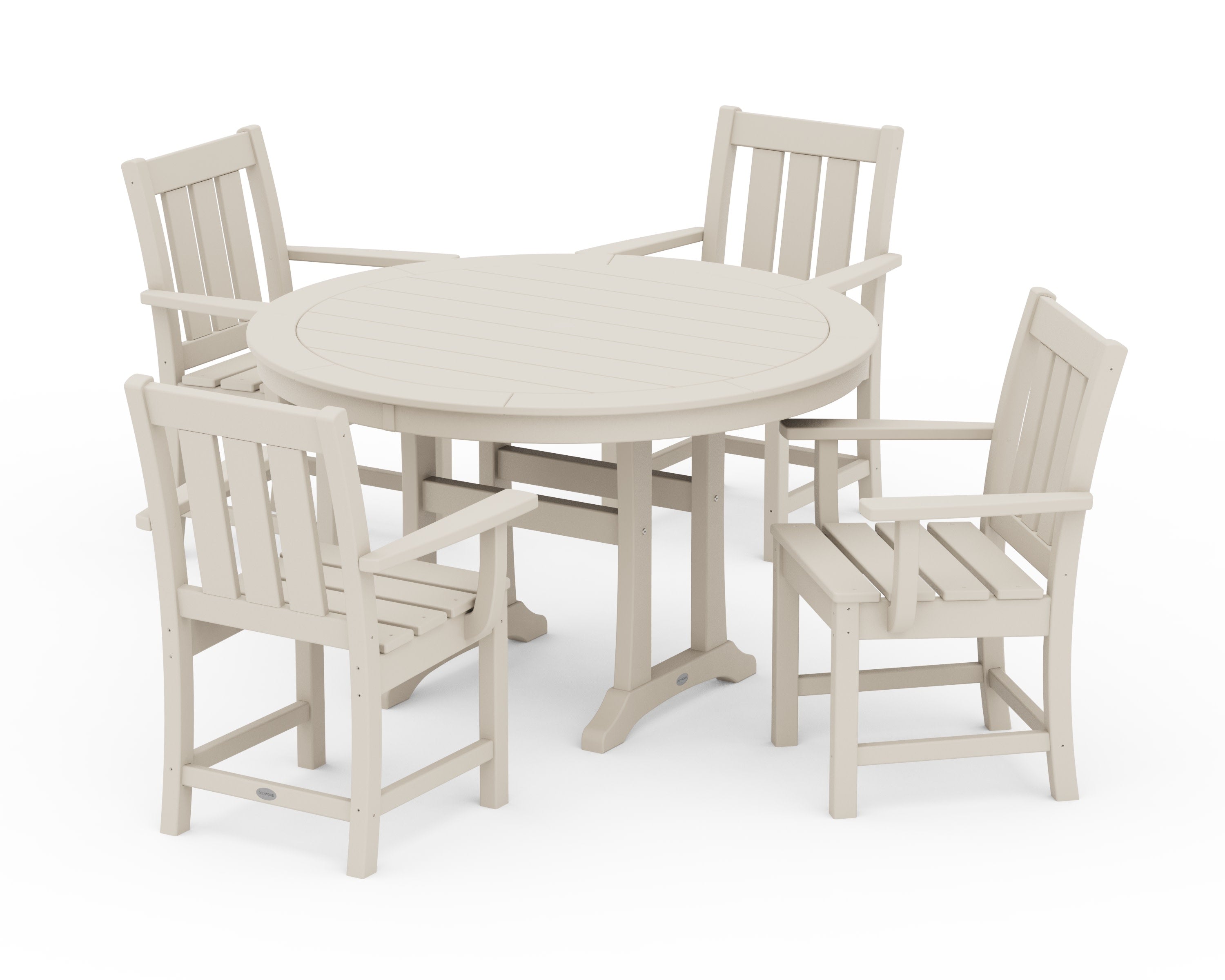 Oxford 5-Piece Round Dining Set with Trestle Legs in Sand