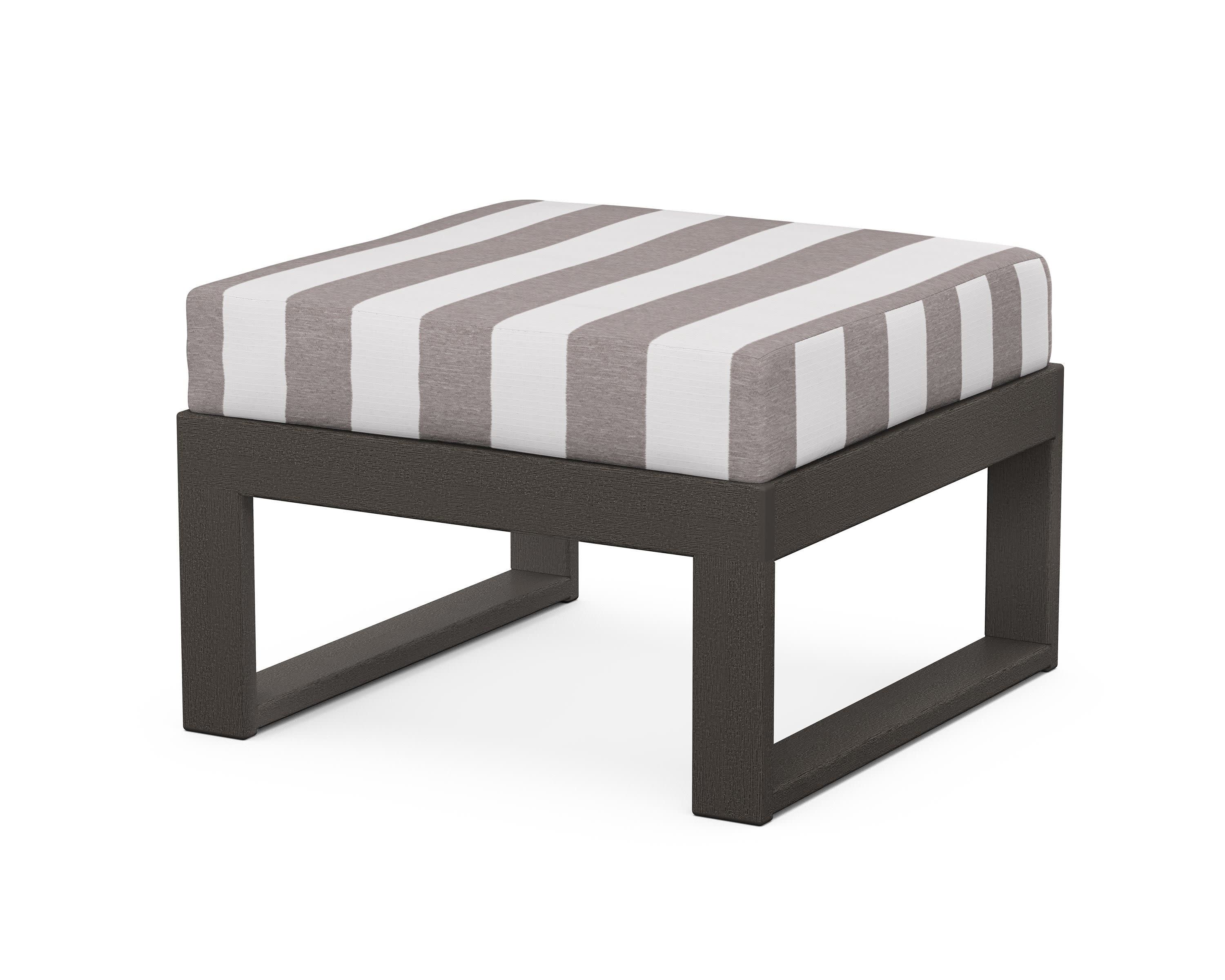 Modular Ottoman - Modern in Vintage Coffee / Cabana Stripe Grey Mist