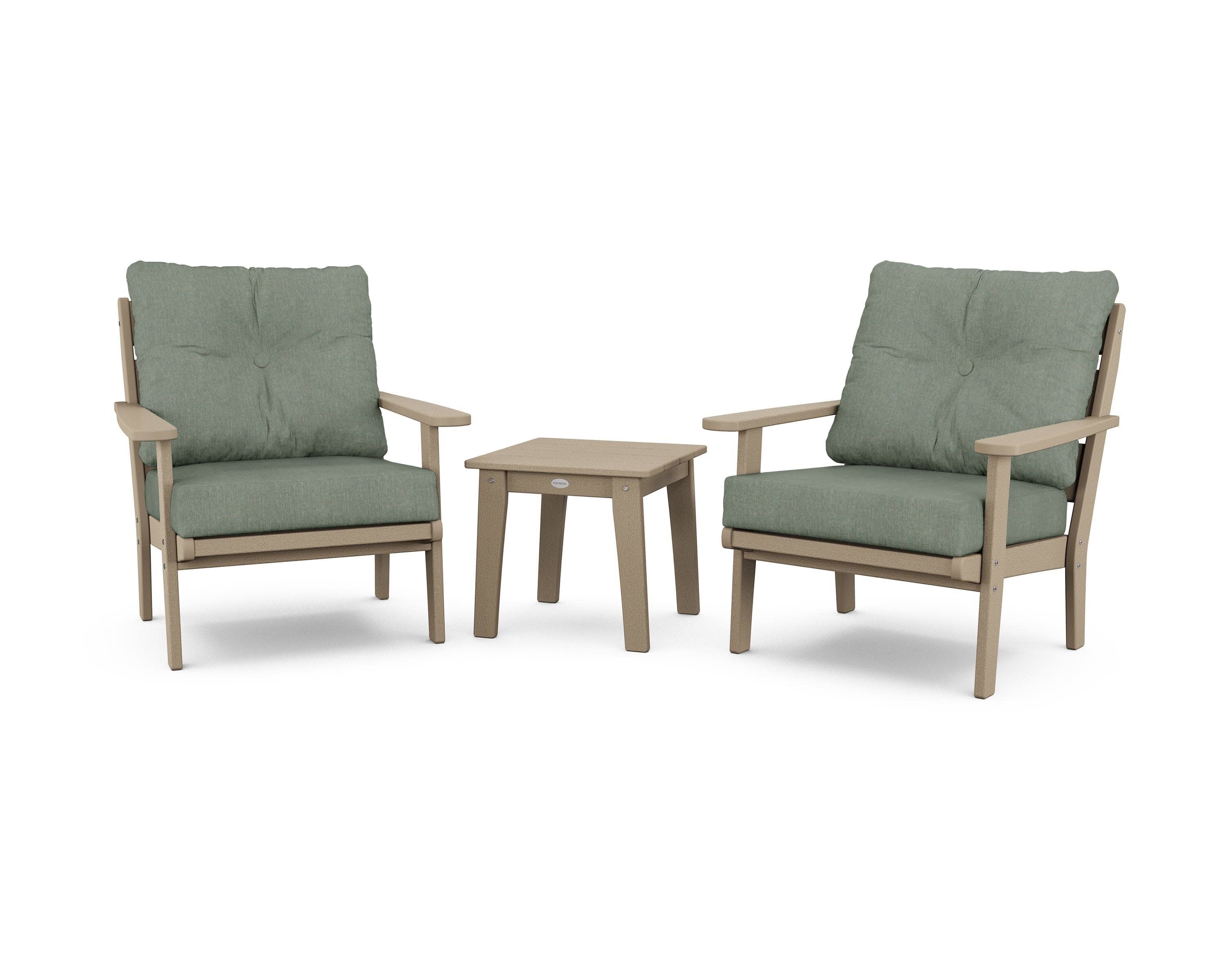 Lakeside 3-Piece Deep Seating Chair Set in Vintage Sahara / Cast Sage