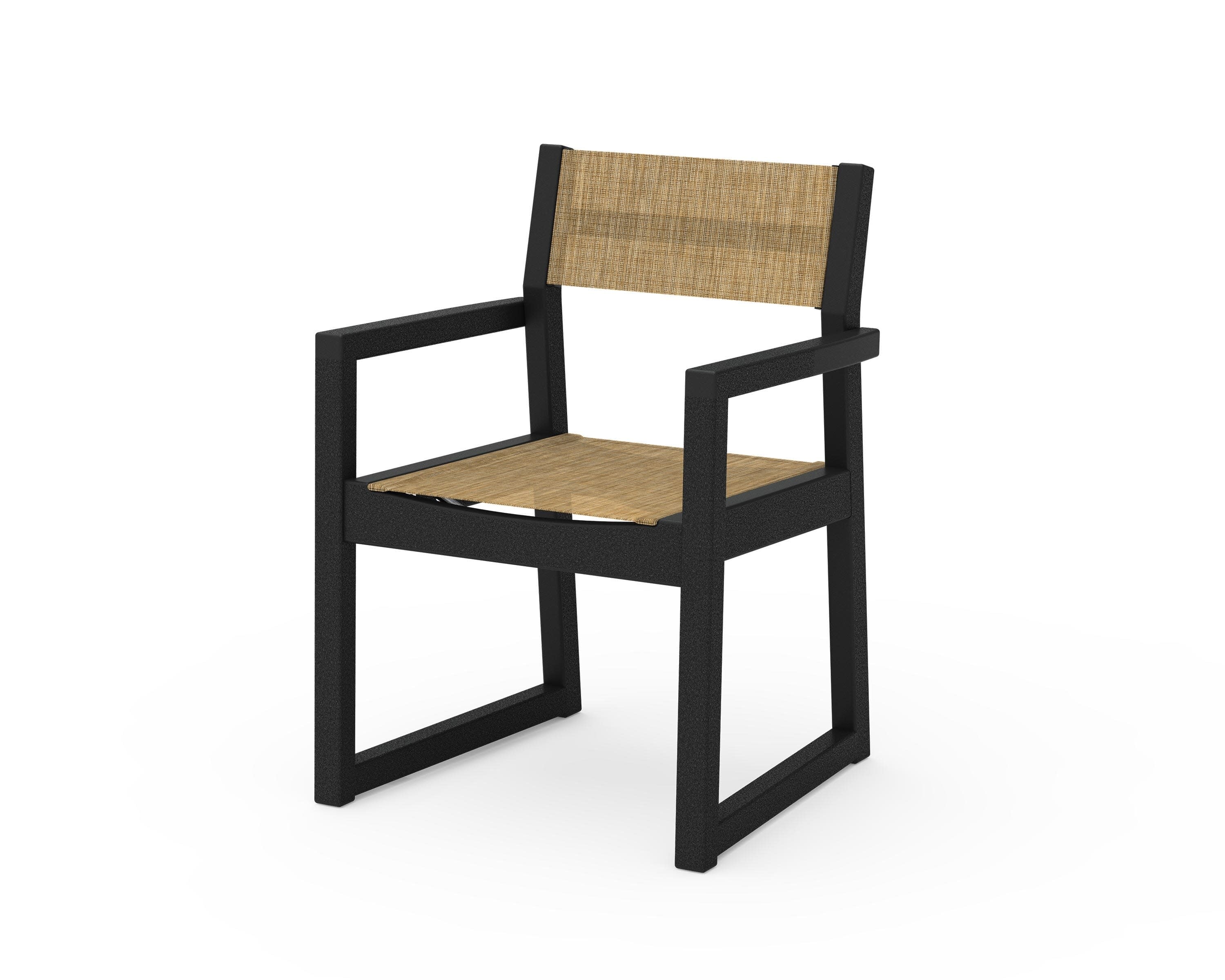 EDGE Sling Dining Arm Chair in Black / Burlap Sling