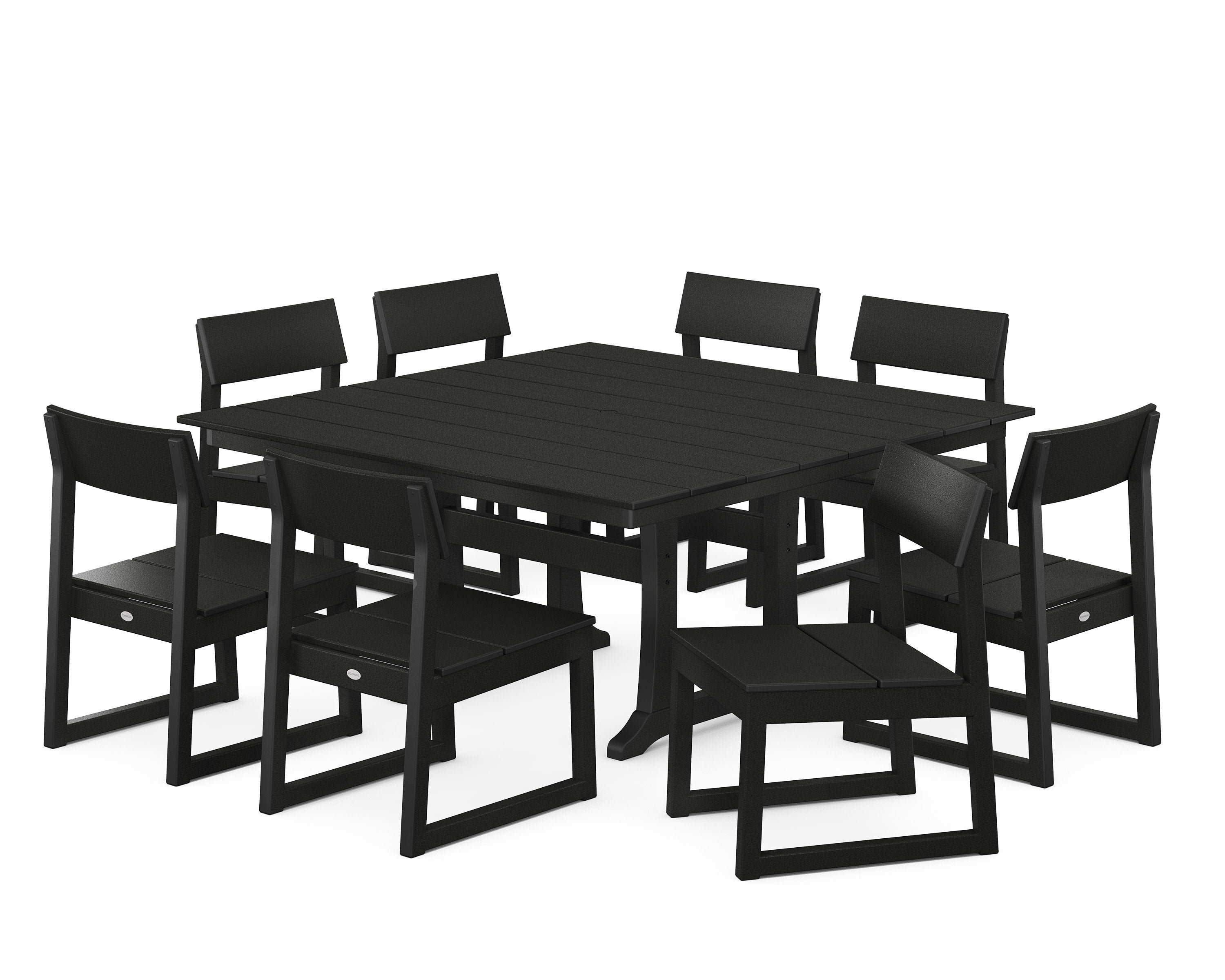 EDGE 9-Piece Farmhouse Trestle Dining Set in Black