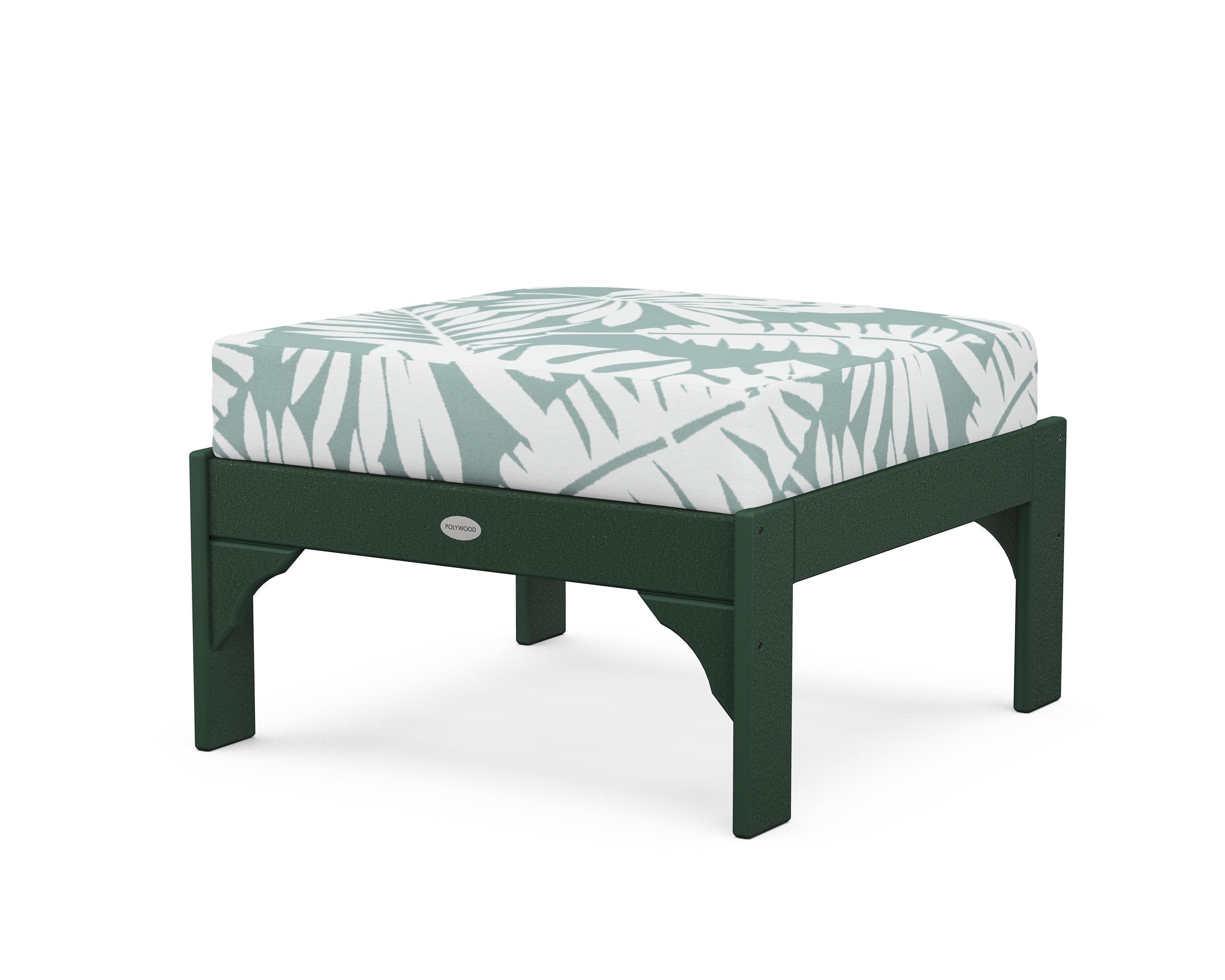 Vineyard Deep Seating Ottoman in Green / Leaf Glacier Spa
