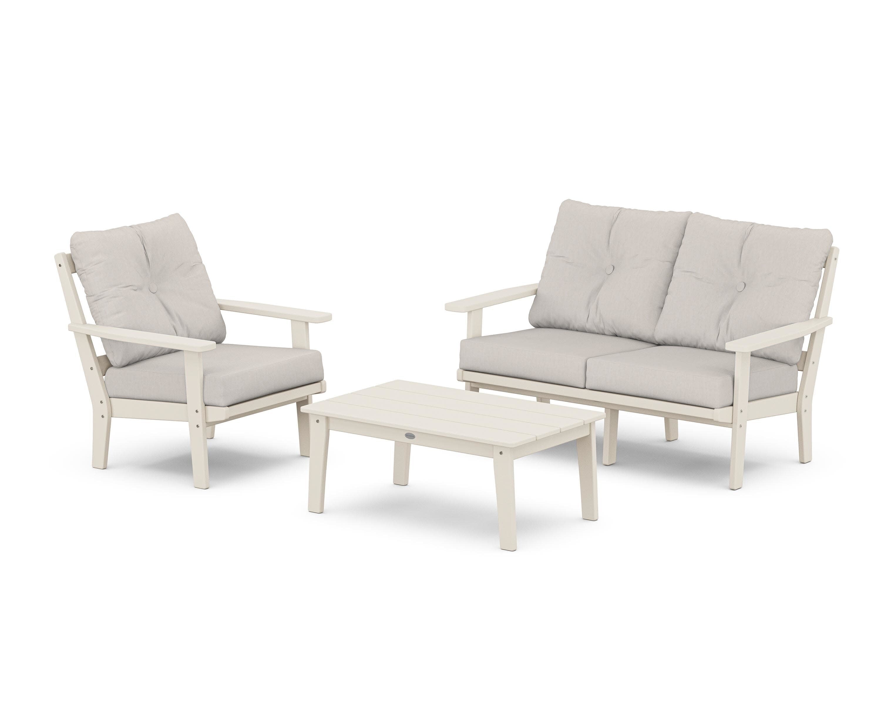Oxford 3-Piece Deep Seating Set with Loveseat in Sand / Cast Ash