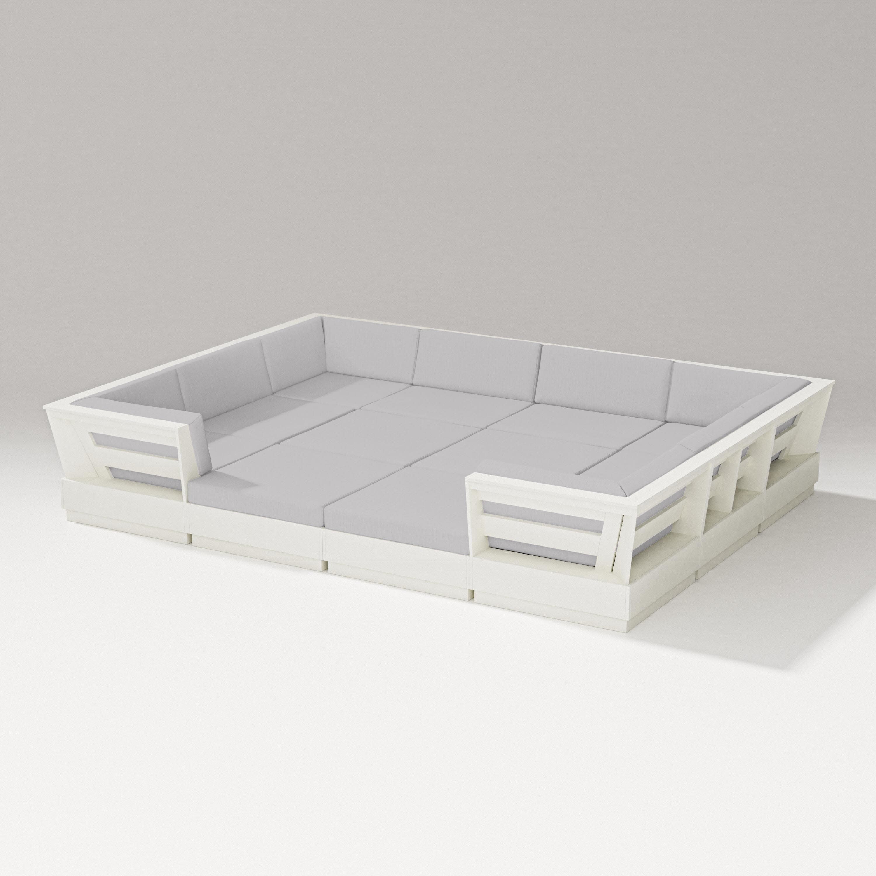 Elevate 12-Piece Pit Sectional in Vintage White / Granite