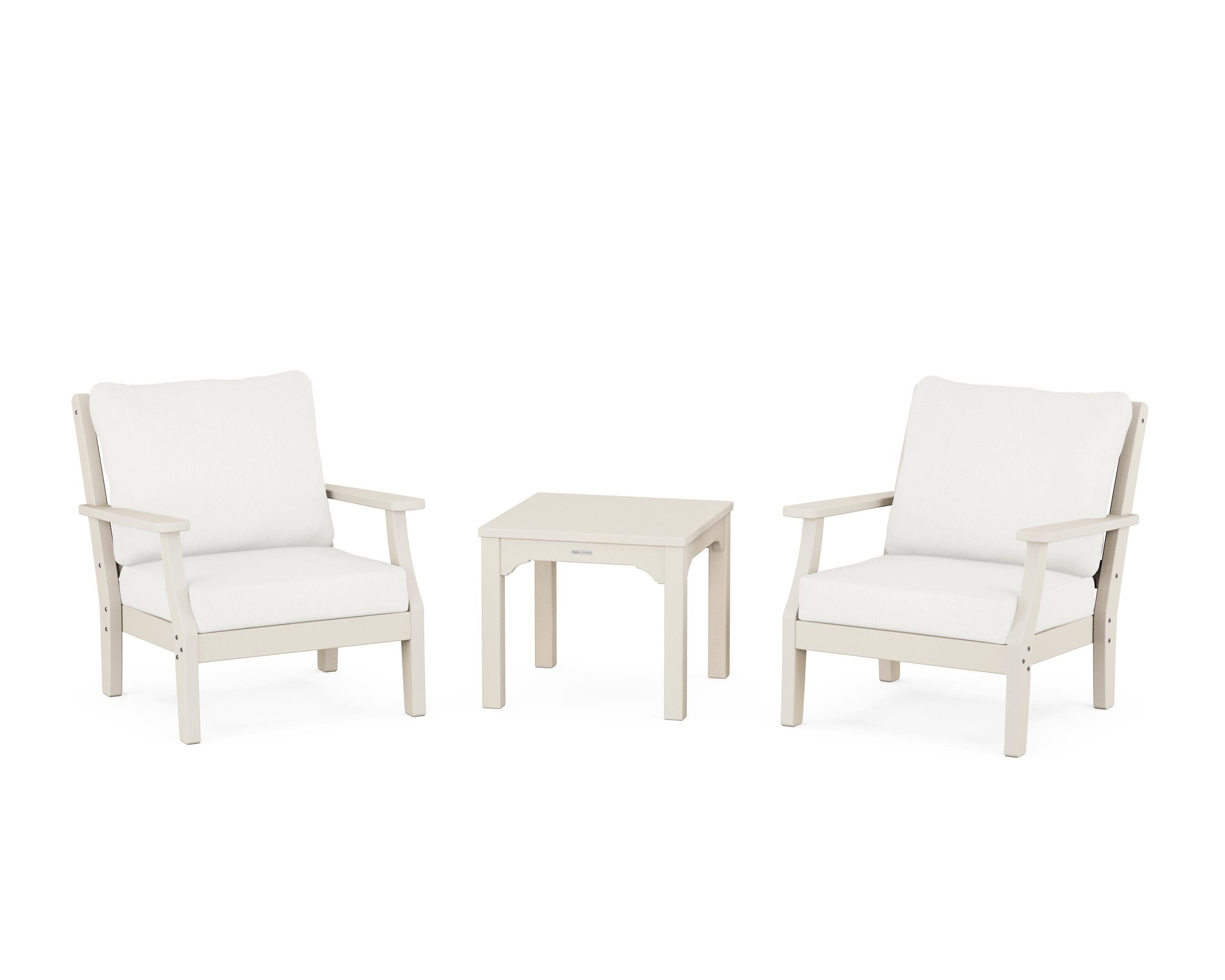 Chinoiserie 3-Piece Deep Seating Set in Sand / Natural Linen