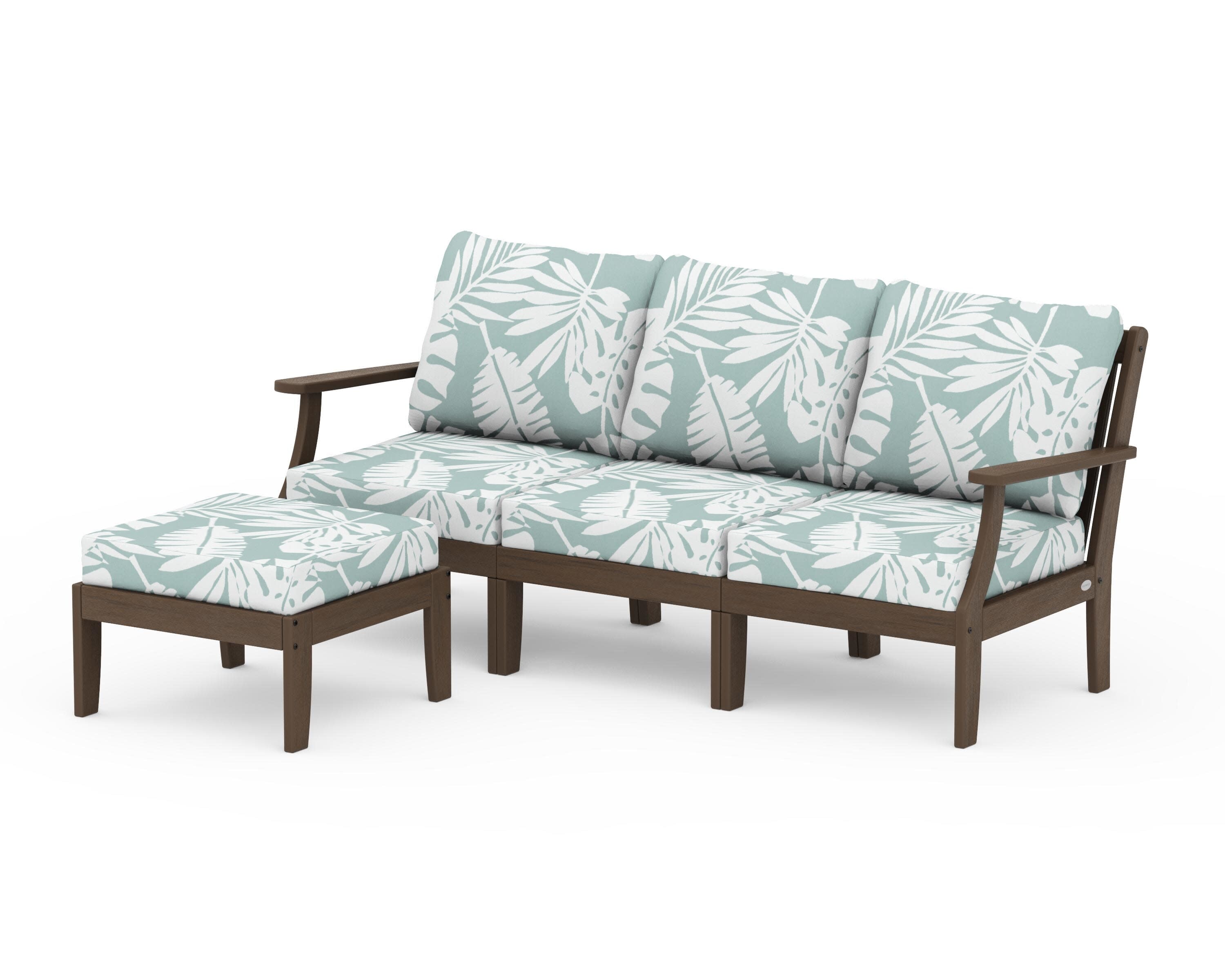 Braxton Modular 4-Piece Deep Seating Set with Ottoman in Kona / Leaf Glacier Spa