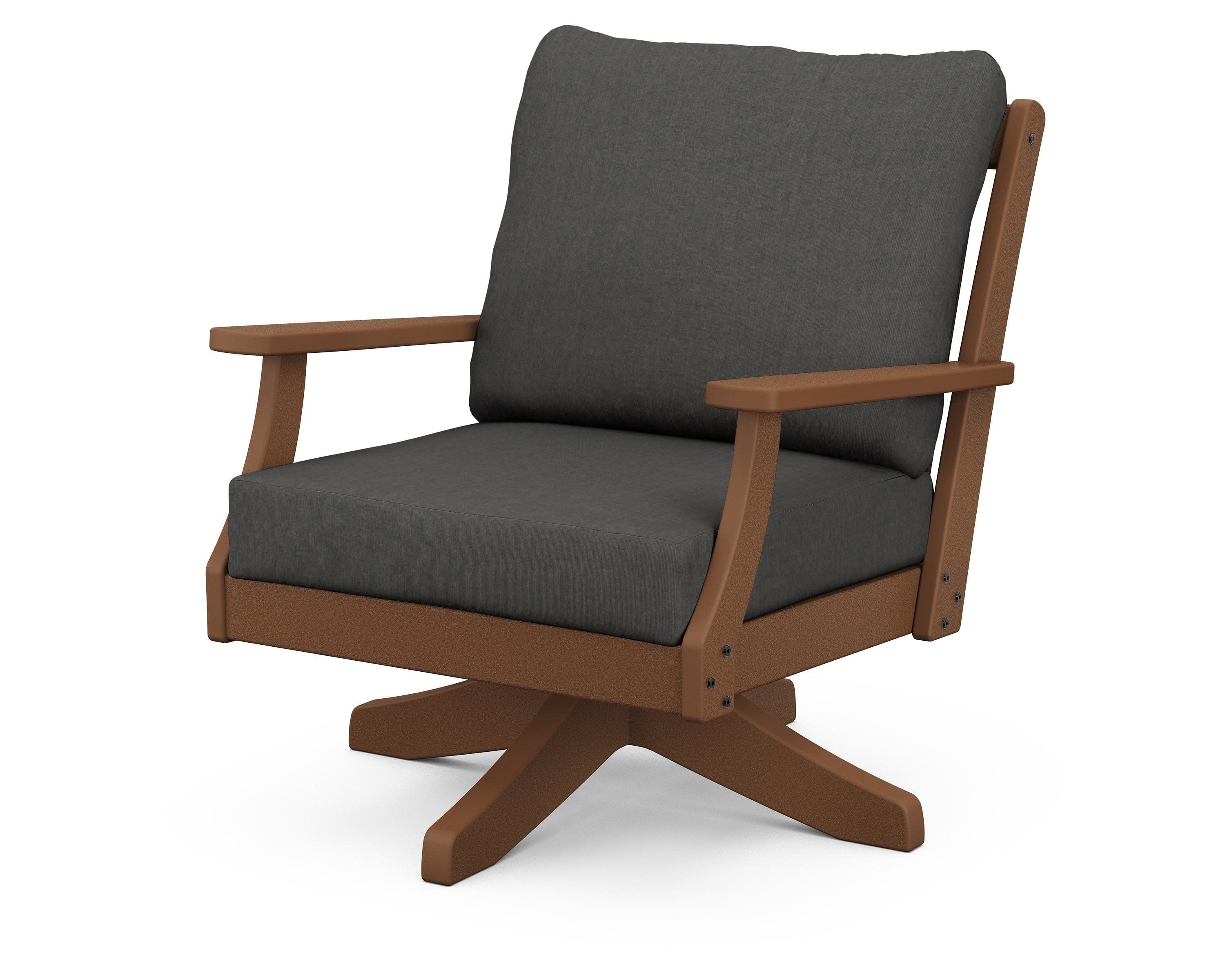 Braxton Deep Seating Swivel Chair in Teak / Spectrum Carbon
