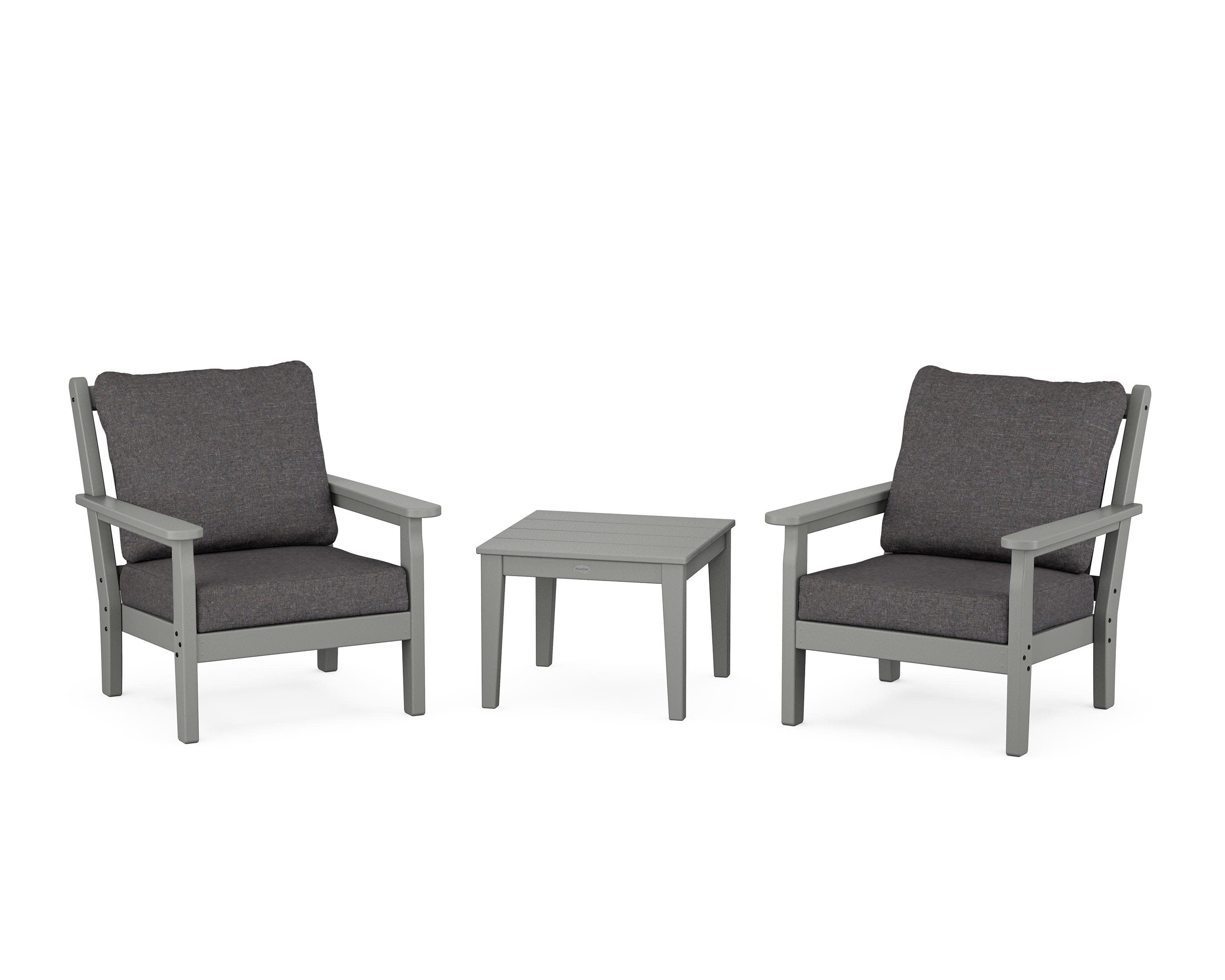 Chippendale 3-Piece Deep Seating Set in Slate Grey / Ash Charcoal